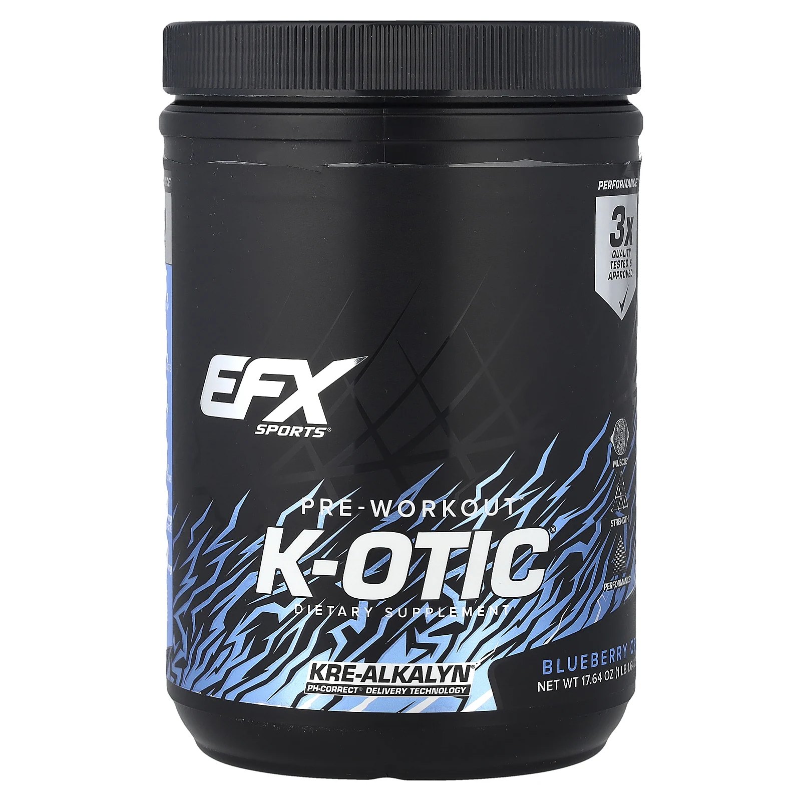 EFX Sports, предтренировочный комплекс K-otic®, со вкусом голубики, 500 г (1 фунт, 1,64 унции)