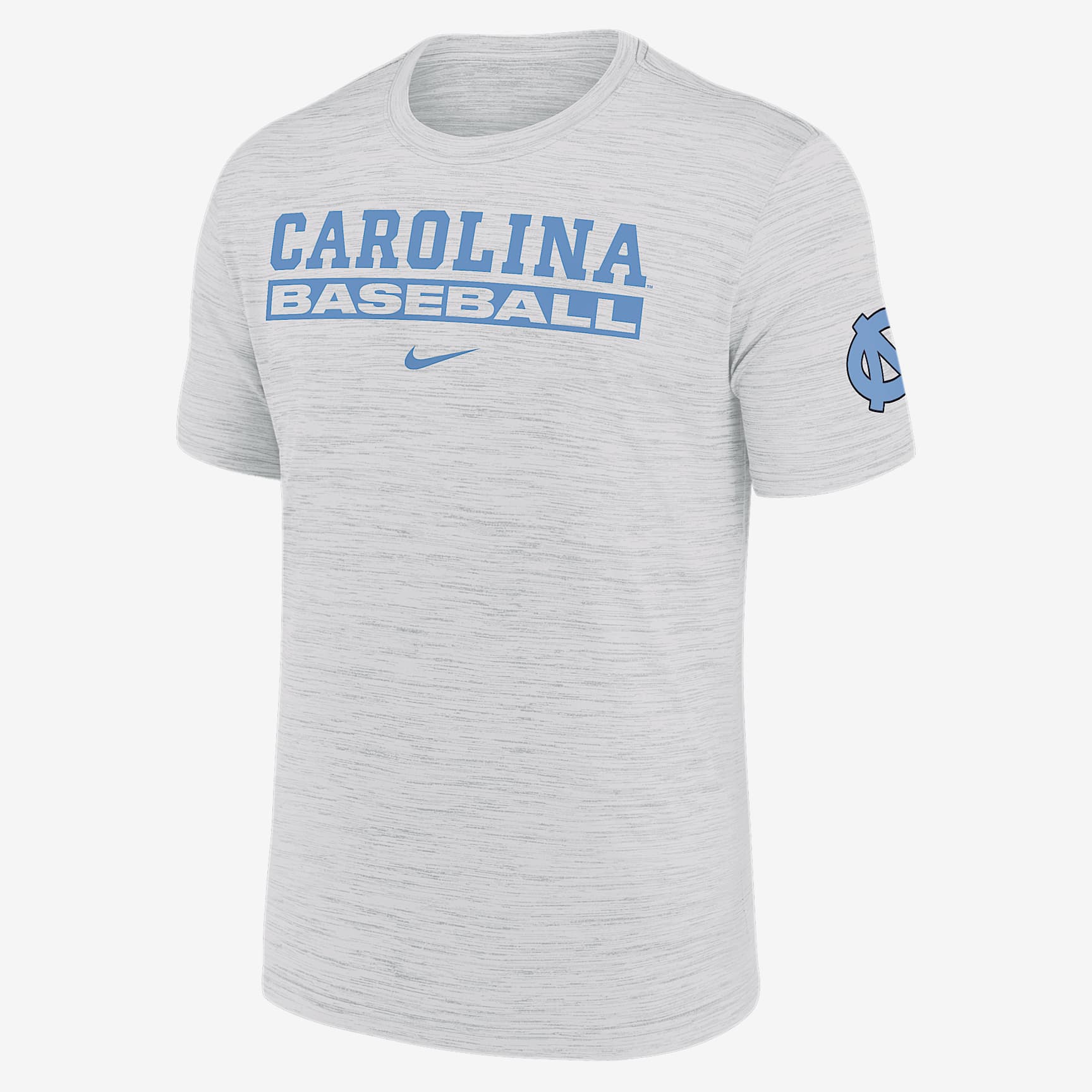 North Carolina Tar Heels Velocity Baseball Wordmark Stack Men's Nike Dri-FIT College T-Shirt