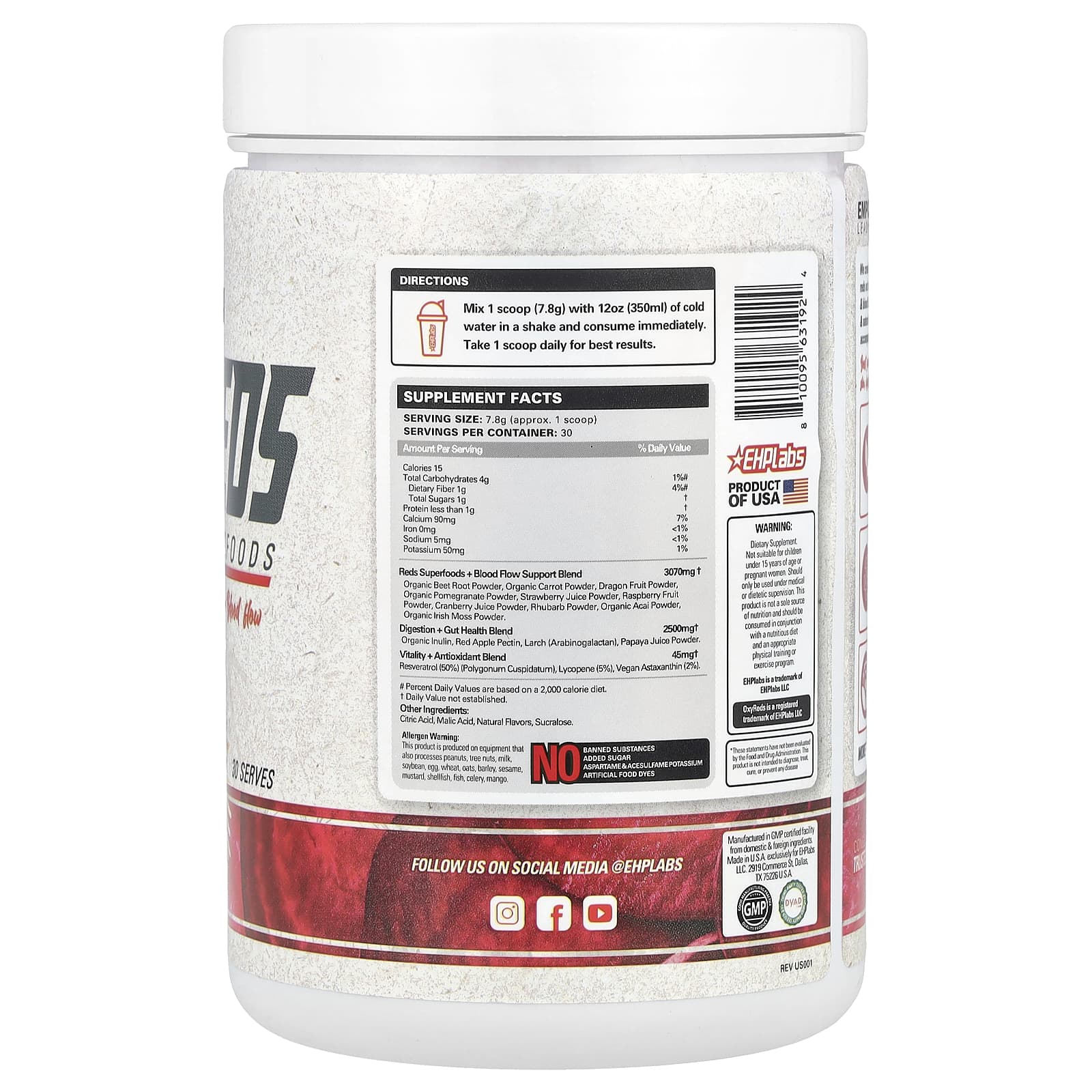 EHPlabs, Oxyreds, Daily Red Superfoods, Fruit Xplosion, 234 г (8,25 унции)