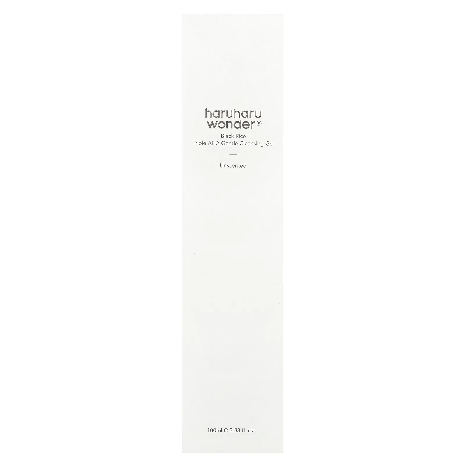 Haruharu, Wonder®, деликатный очищающий гель с тройной AHA из черного риса, без запаха, 100 мл (3,38 жидк. Унции)