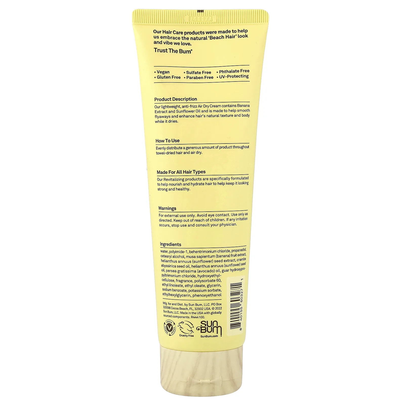 Sun Bum, восстанавливающий крем для сухого воздуха, для всех типов волос, 177 мл (6 жидк. унций)