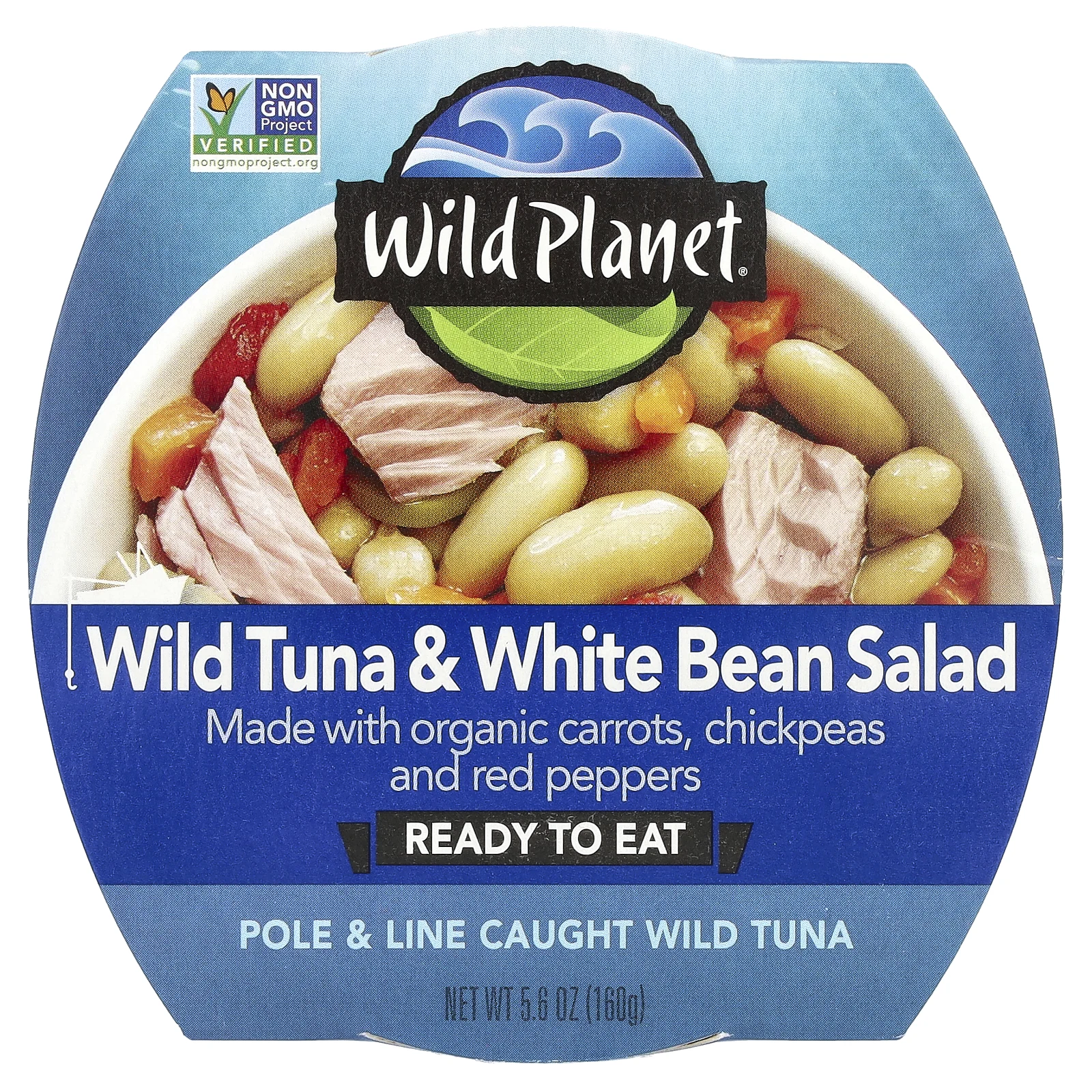 Wild Planet, Салат из белой фасоли с диким тунцом, 160 г (5,6 унции)