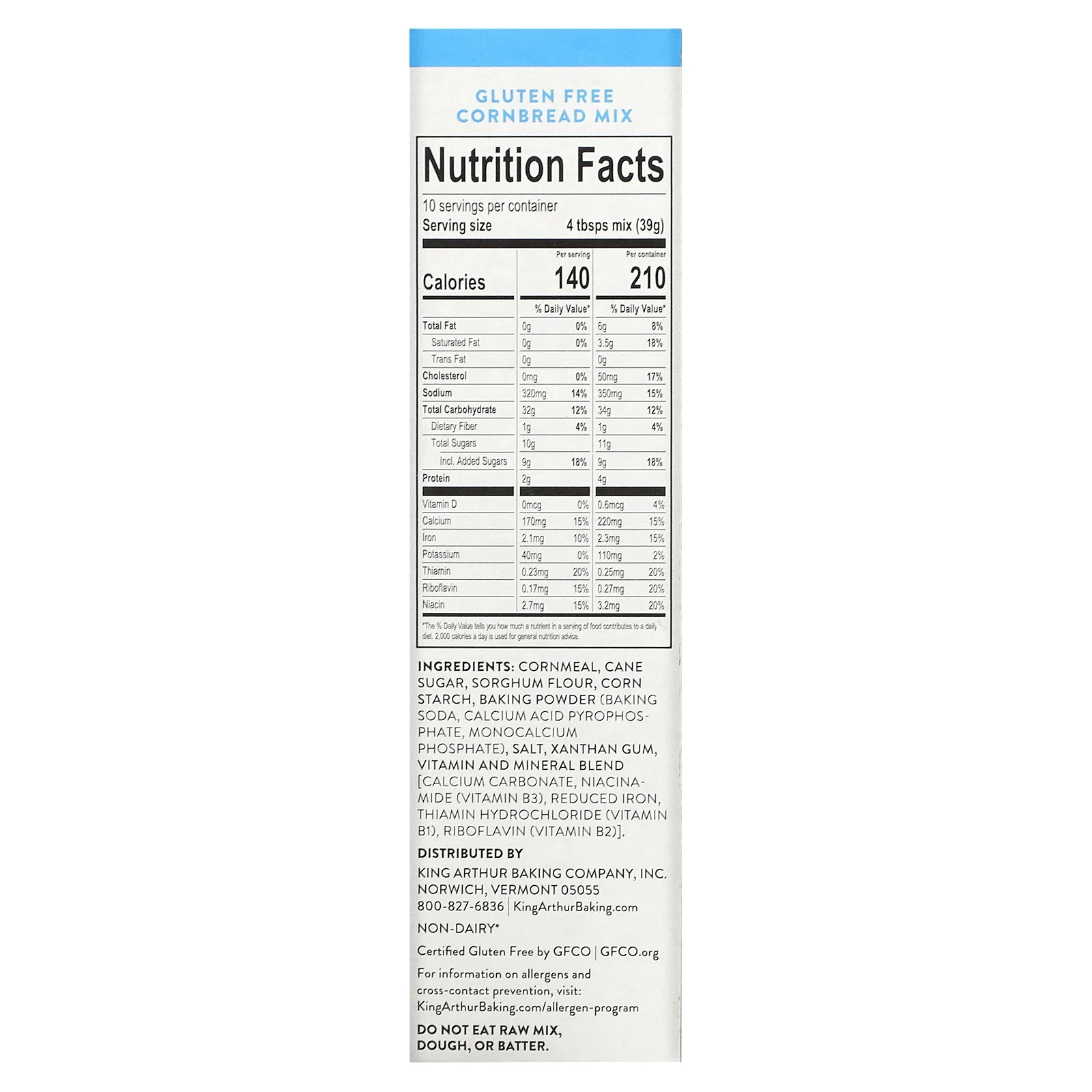 King Arthur Baking Company, Смесь кукурузного хлеба без глютена, 397 г (14 унций)
