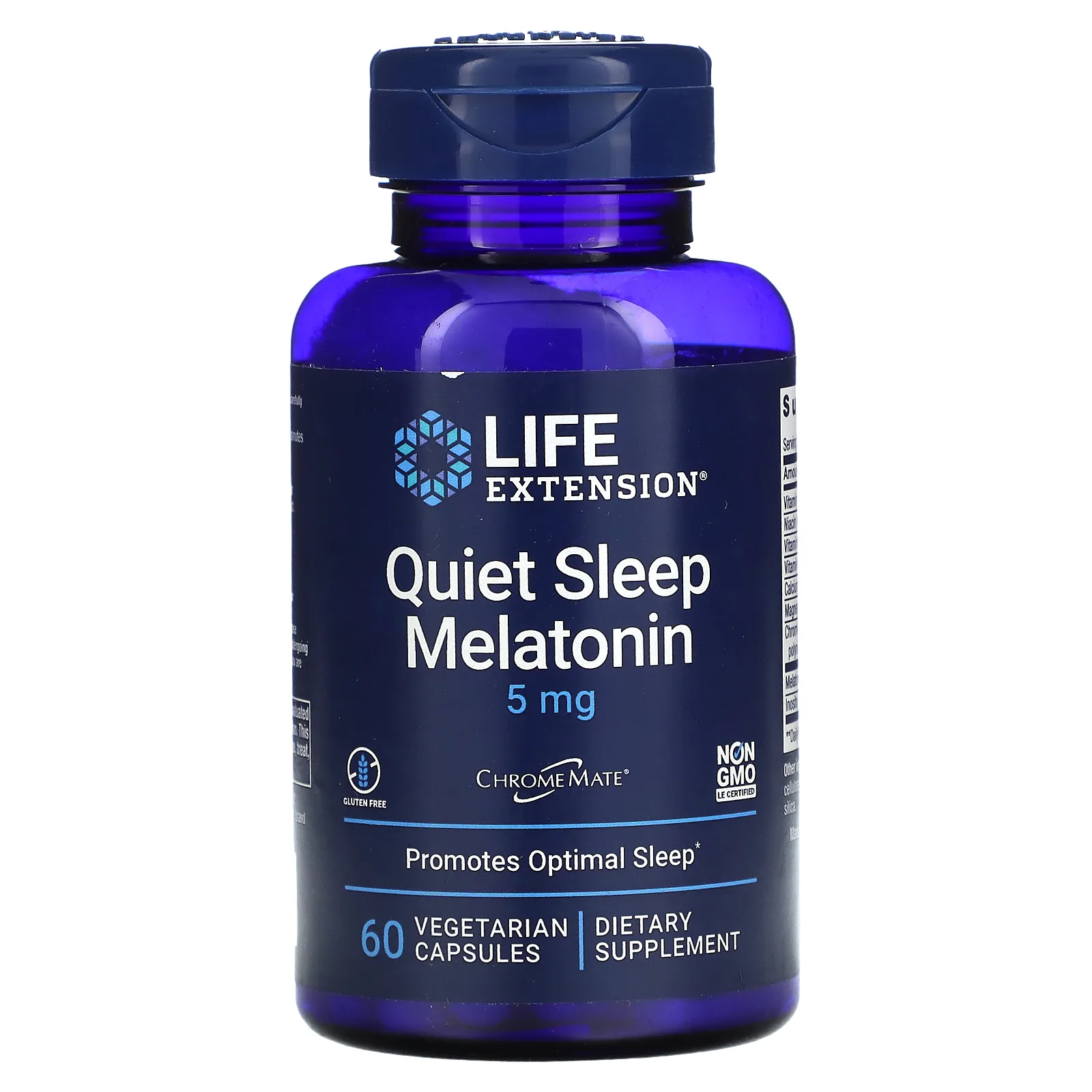 Life Extension, Quiet Sleep, мелатонин, 5 мг, 60 растительных капсул