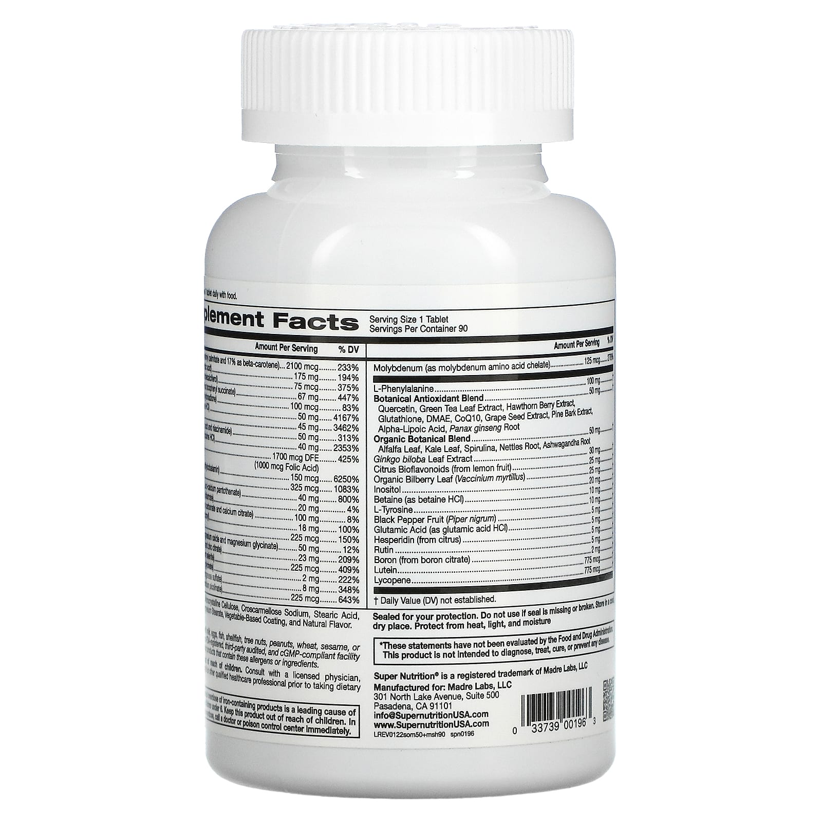 Super Nutrition, SimplyOne, мультивитаминная добавка тройного действия для мужчин старше 50 лет, 90 таблеток