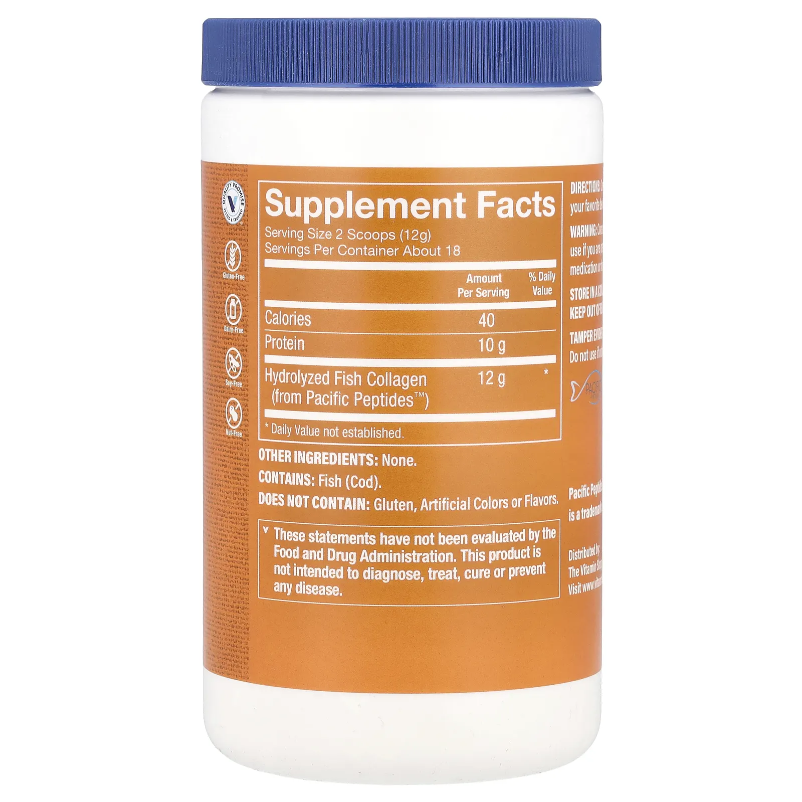 The Vitamin Shoppe, Морской коллаген, без добавок, 216 г (7,62 унции)