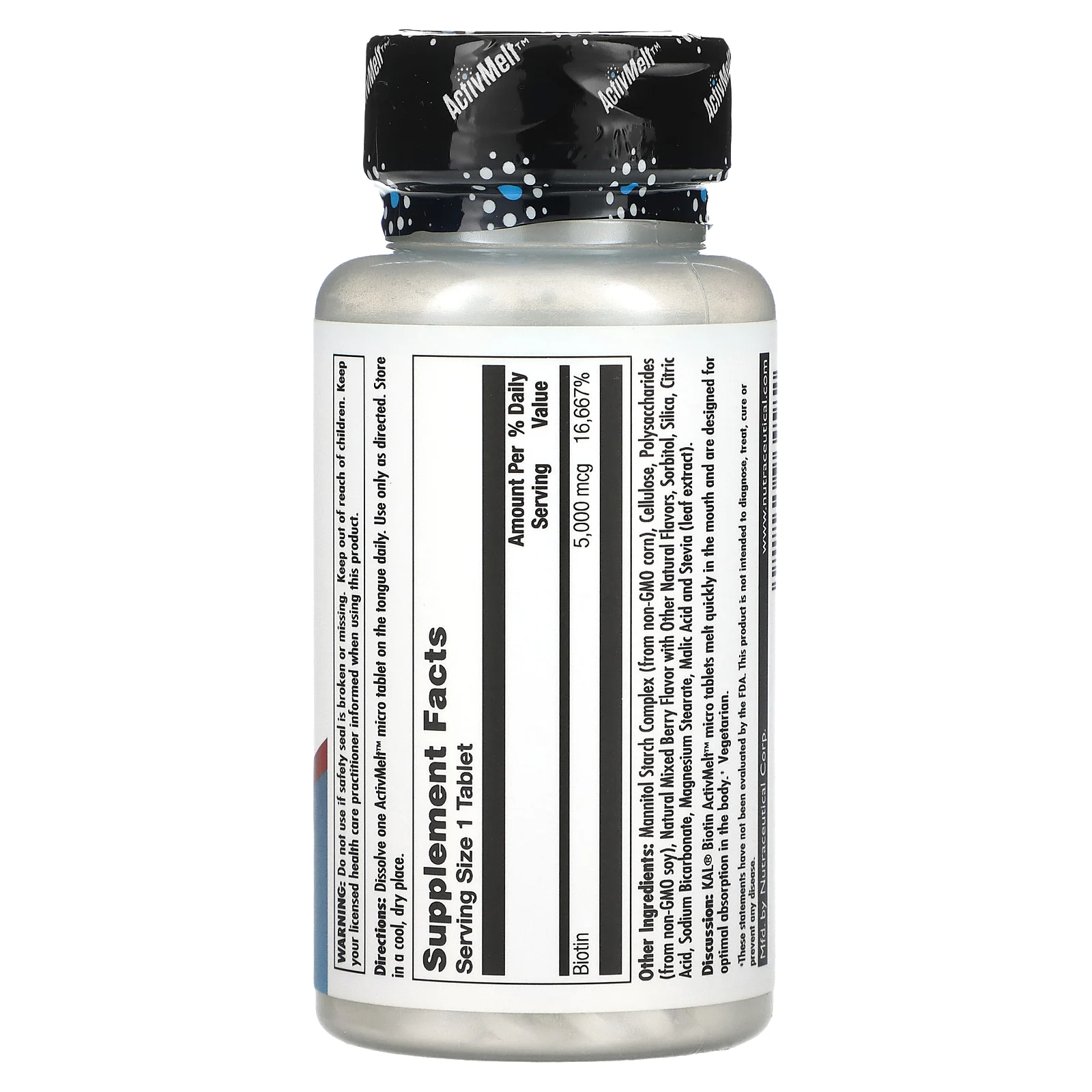 KAL, биотин, ягодное ассорти, 5000 мкг, 100 микротаблеток