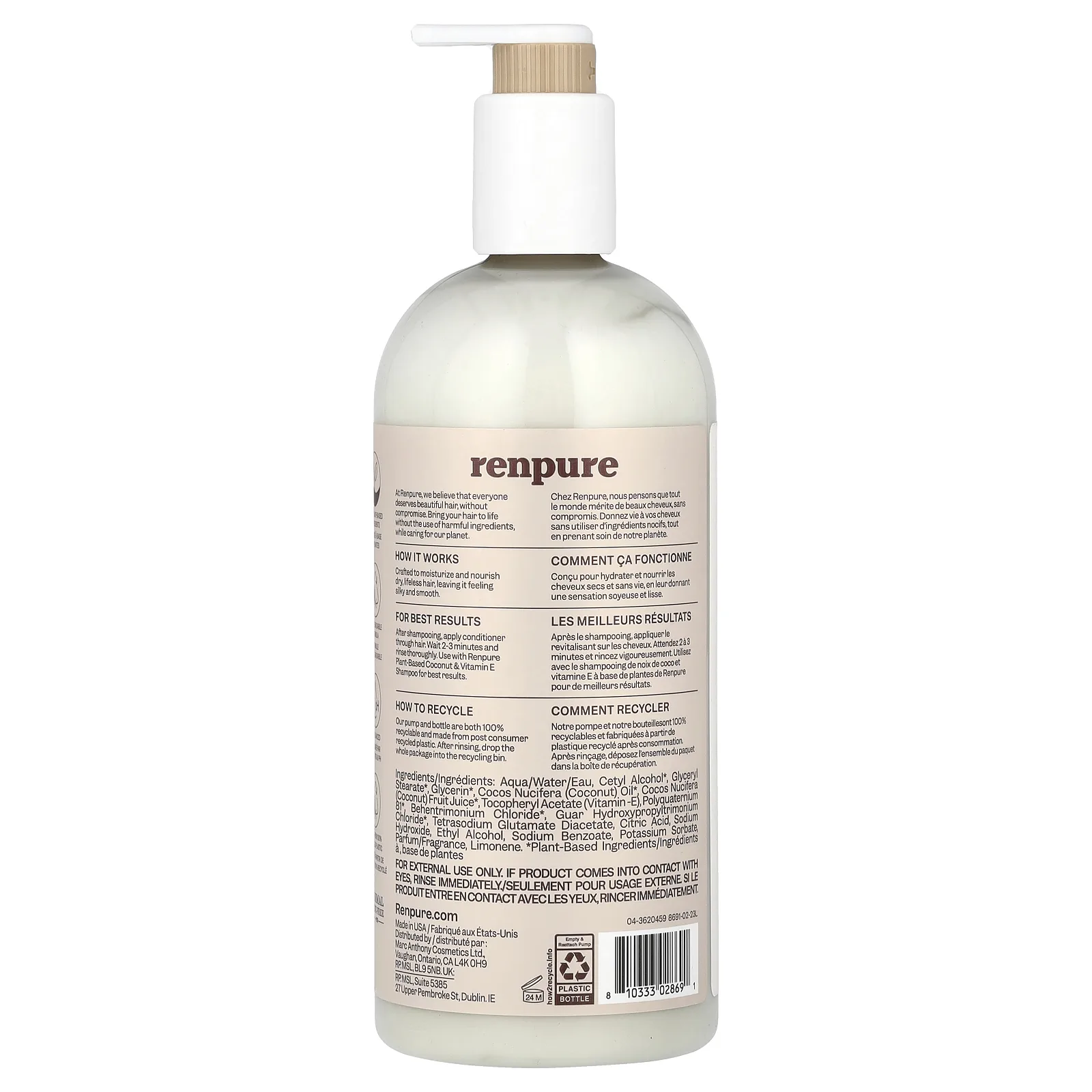 Renpure, Кондиционер с кокосом и витамином E, 710 мл (24 жидк. Унции)