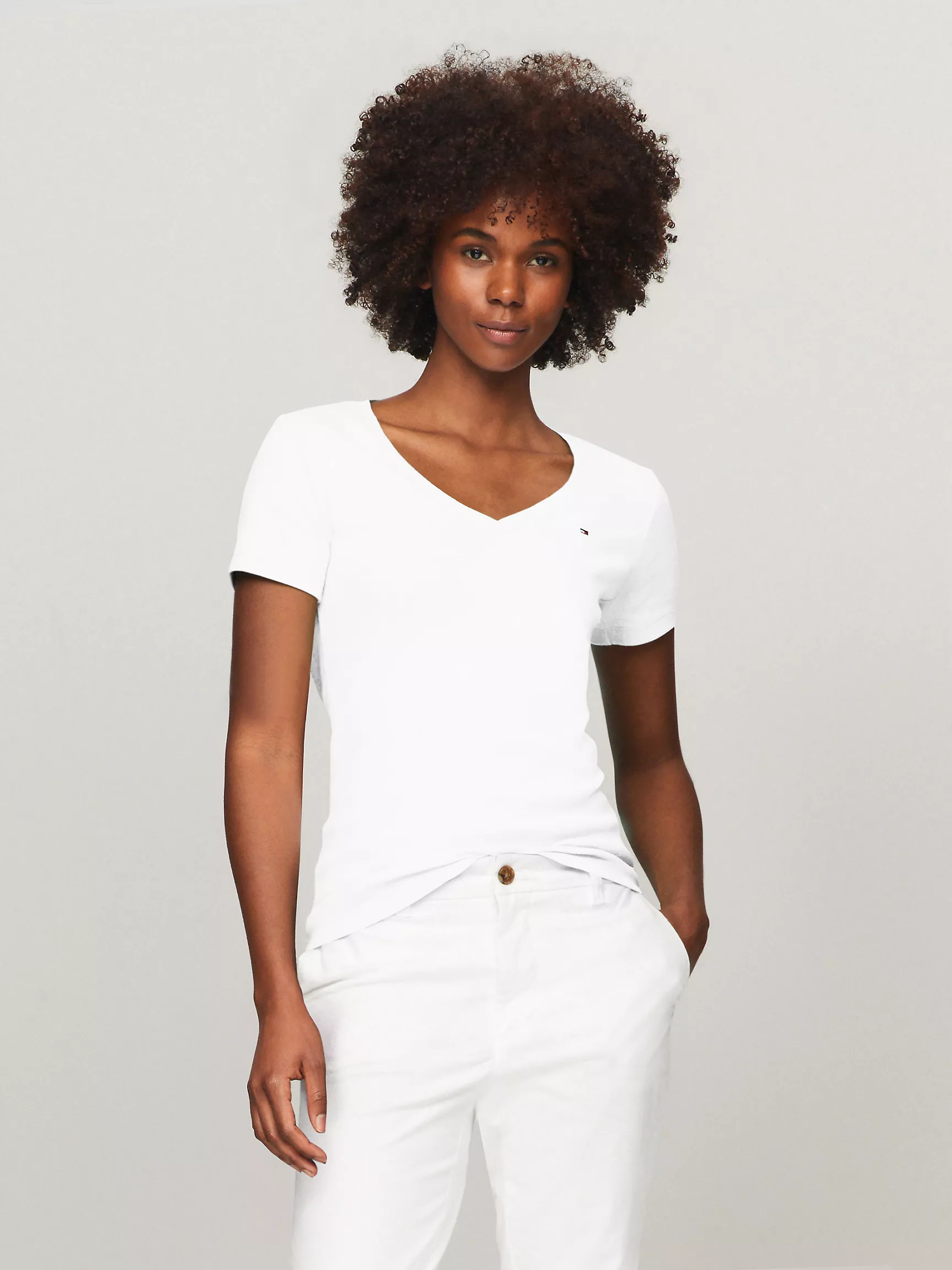 Женская футболка Tommy Hilfiger, Футболка с V-образным вырезом