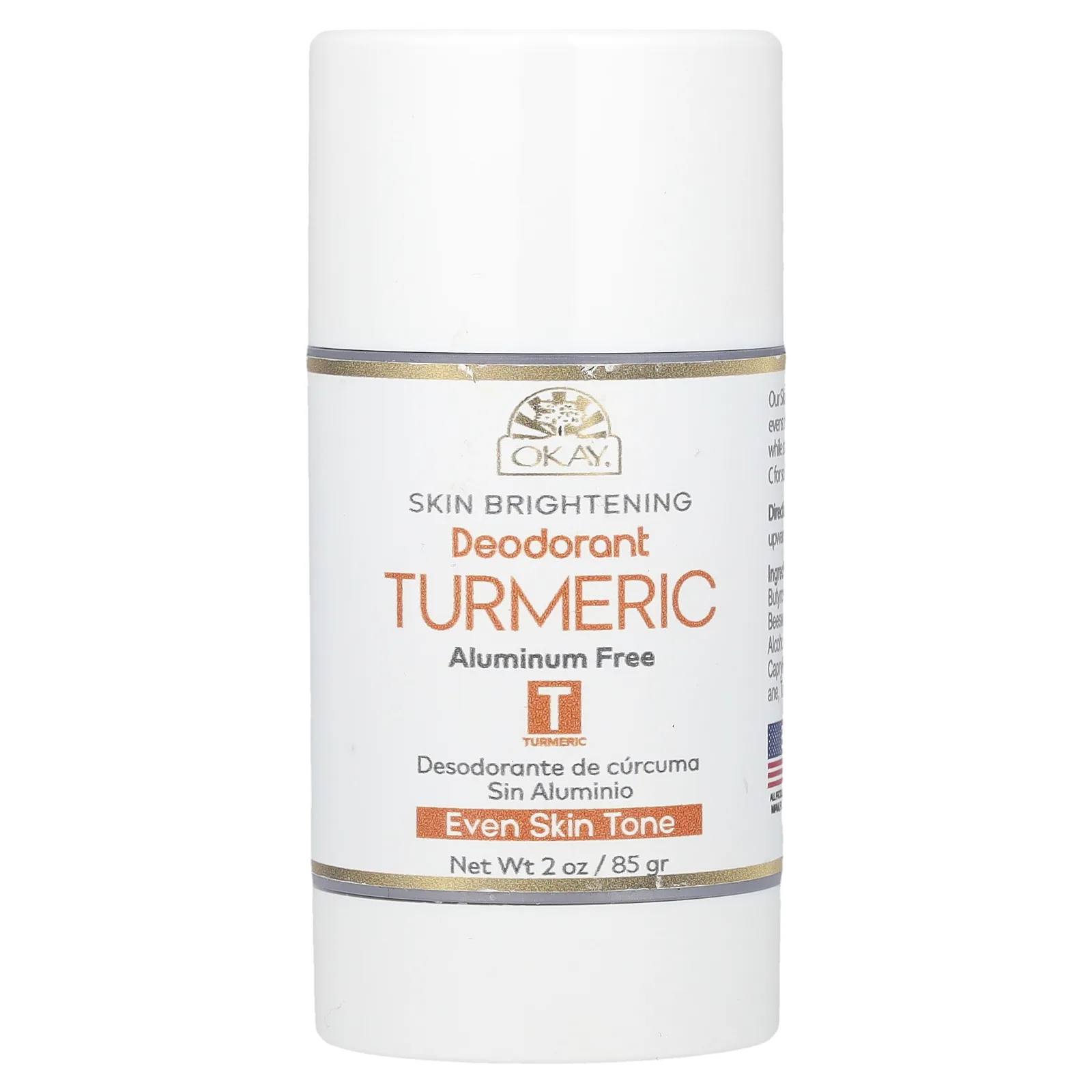 Okay Pure Naturals, Осветление кожи, дезодорант без алюминия, куркума, 85 г (2 унции)