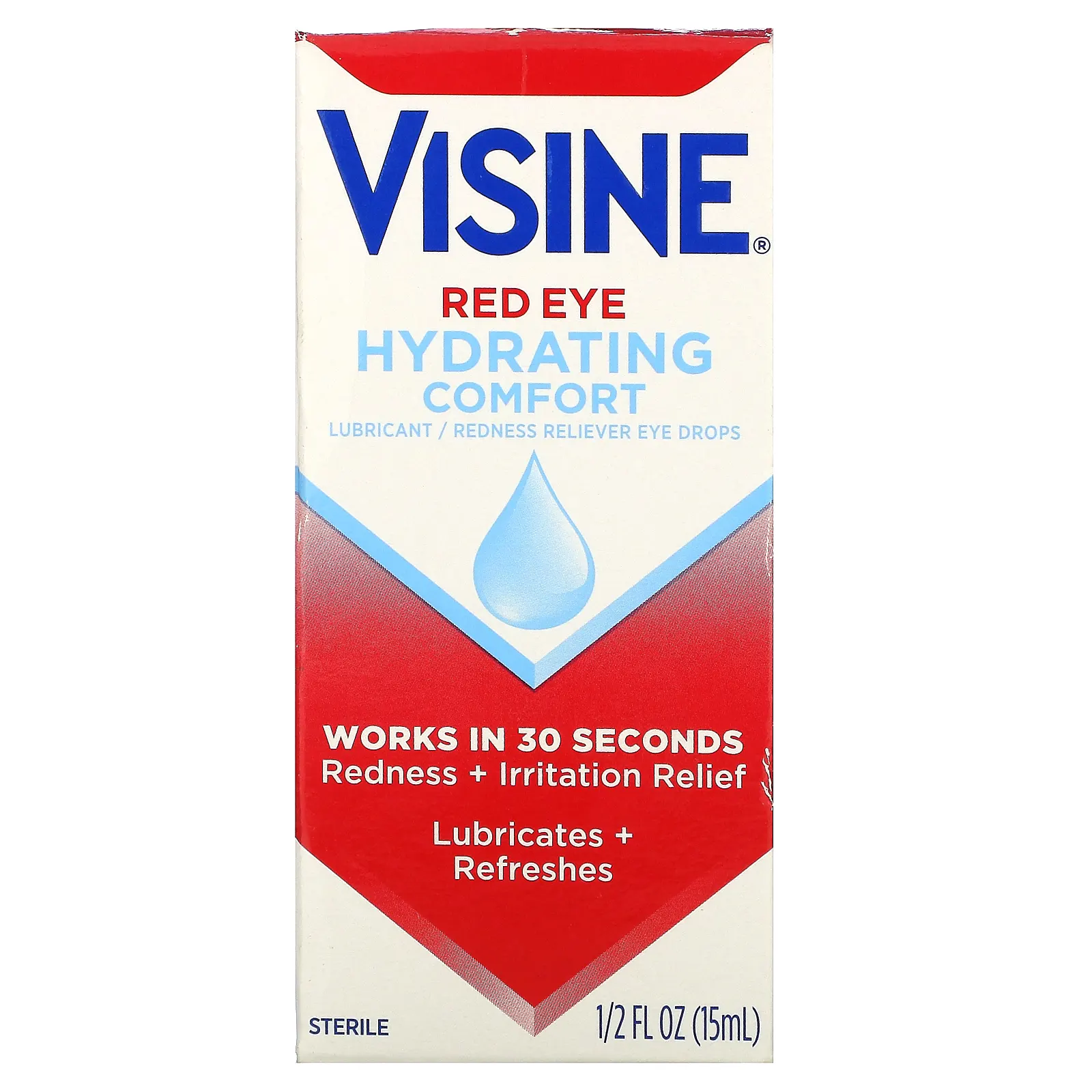 Visine, Red Eye Hydrating Comfort, глазные капли для увлажнения и снятия покраснения, 15 мл (0,5 жидк. унции)