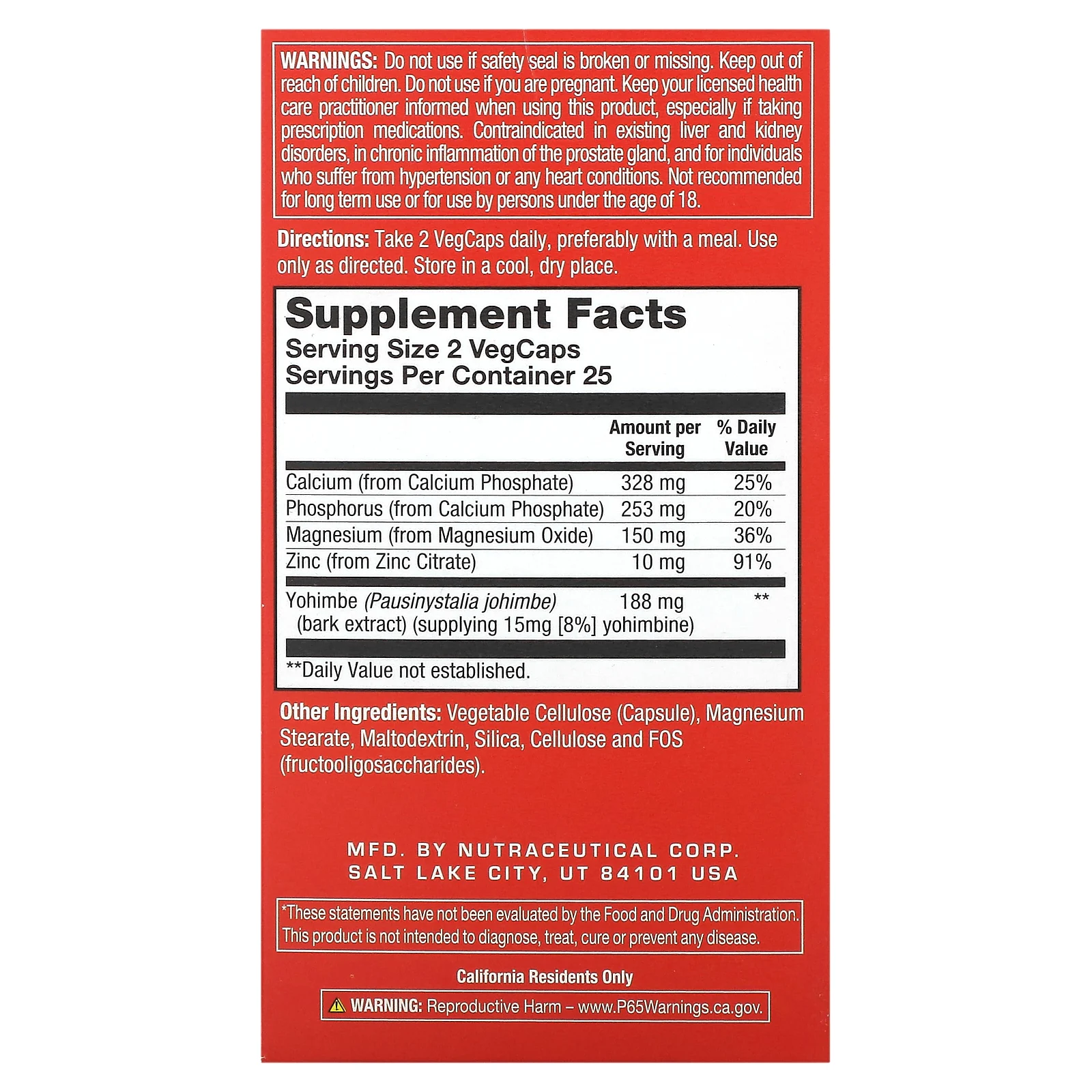 Action Labs, для мужчин, зажигание свечи, 50 растительных капсул