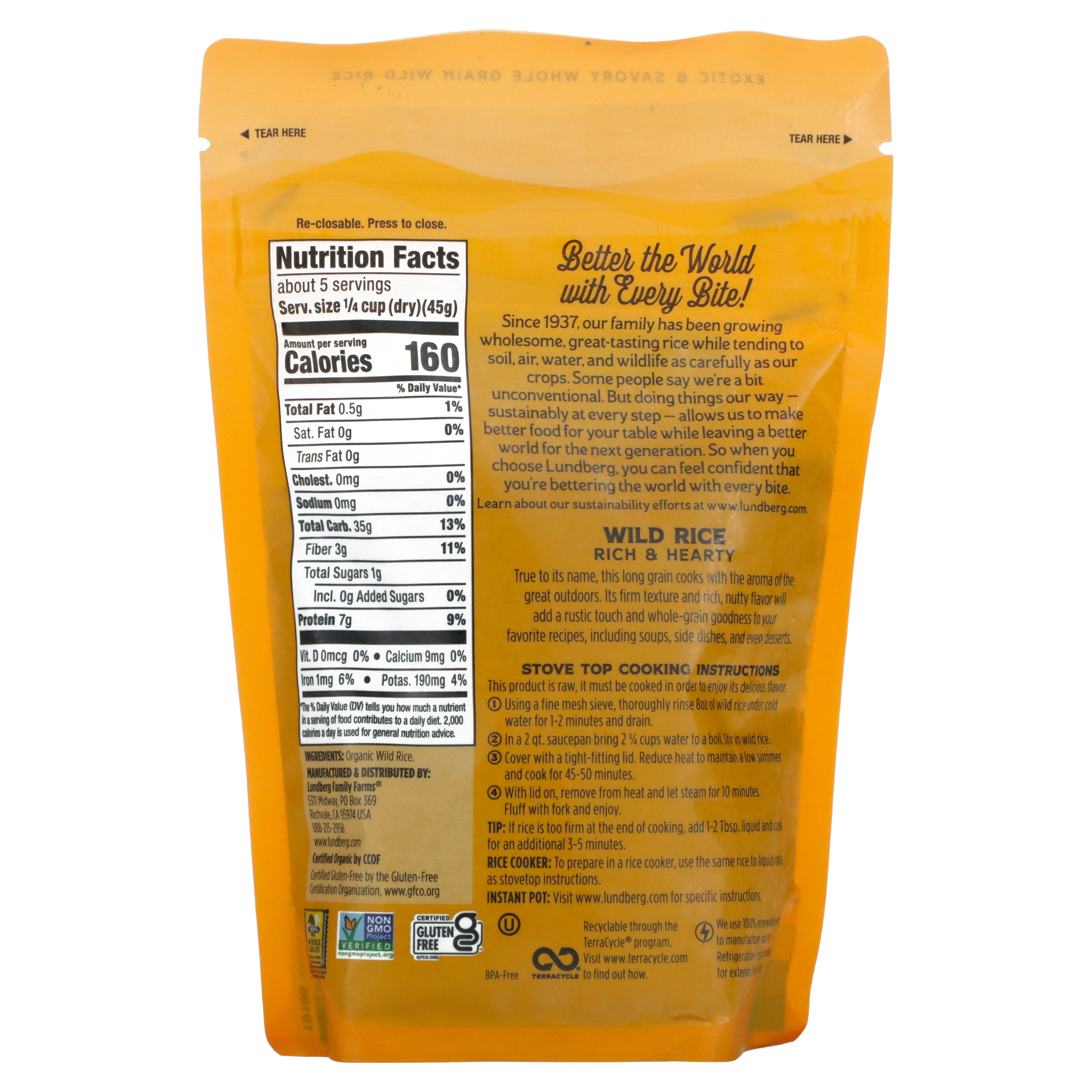 Lundberg, Органический дикий рис, 8 унций (227 г)