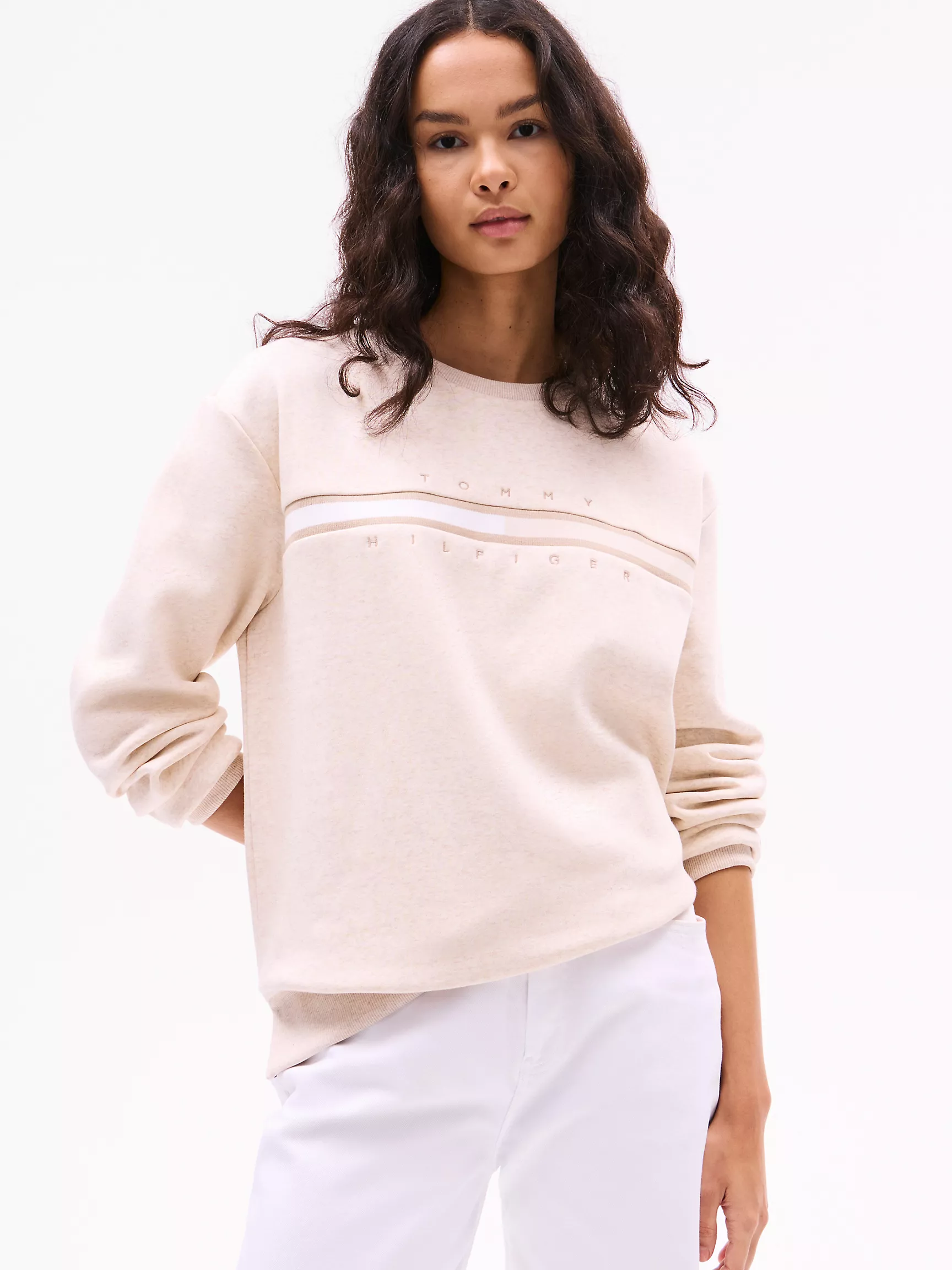 Женская толстовка Tommy Hilfiger, Свитшот с круглым вырезом и логотипом флага