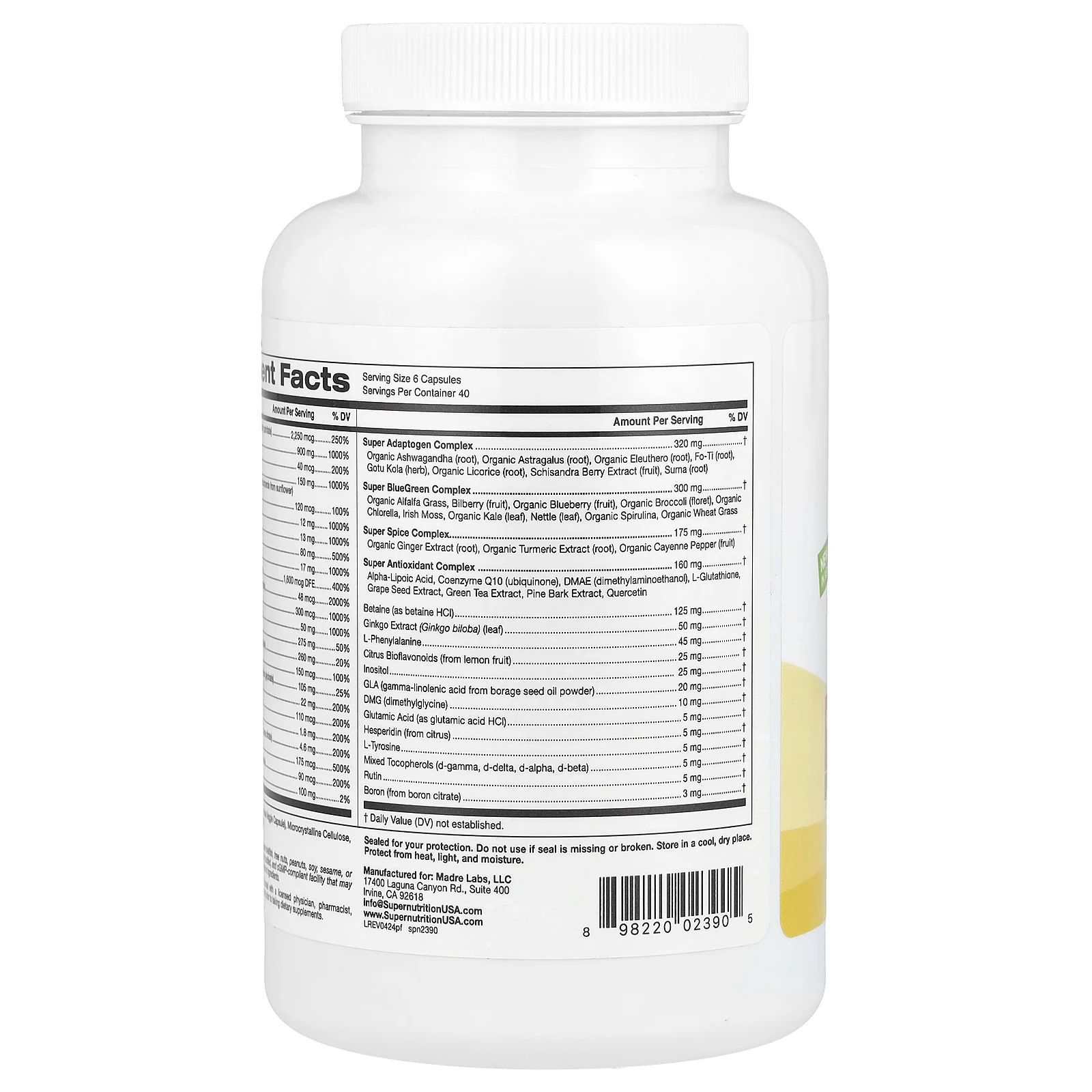 Super Nutrition, Perfect Family, мультивитамины и суперкомплексы для всей семьи, без железа, 240 растительных капсул