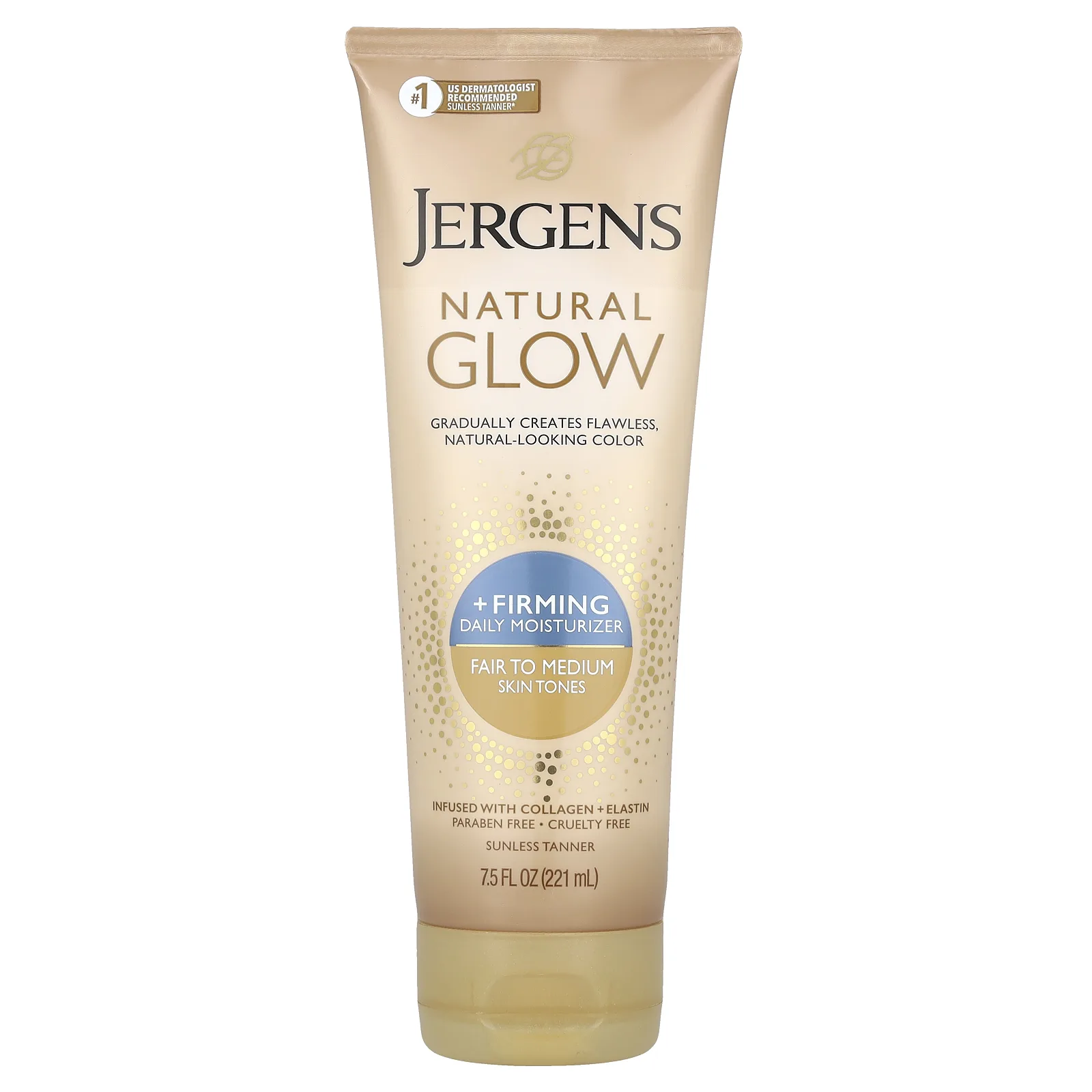 Jergens, Natural Glow, укрепляющее ежедневное увлажняющее средство, тон: от светлого до среднего, 221 мл (7,5 жидк. унции)