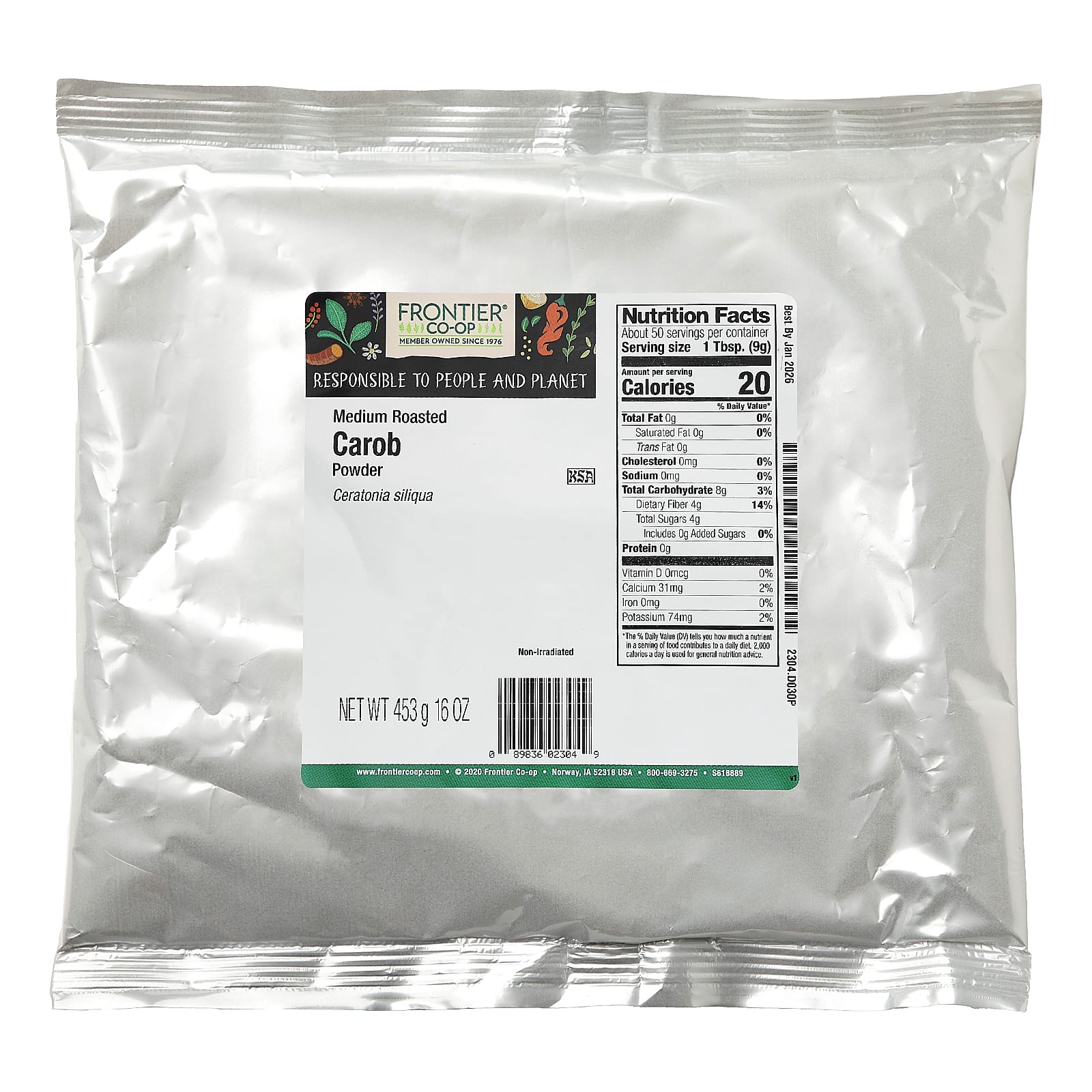 Frontier Co-op, Цератония, кэроб, порошок  средней обжарки, 453 г