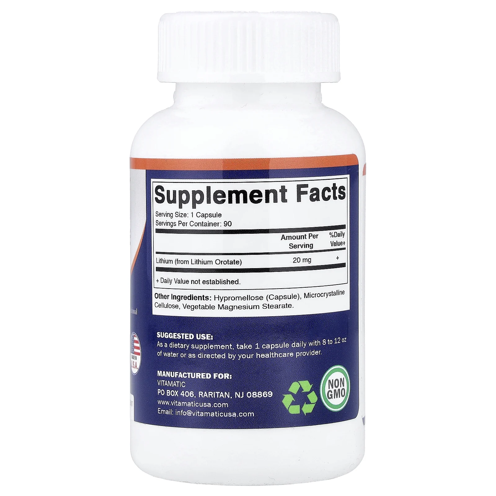 Vitamatic, Оротат лития, 20 мг, 90 растительных капсул