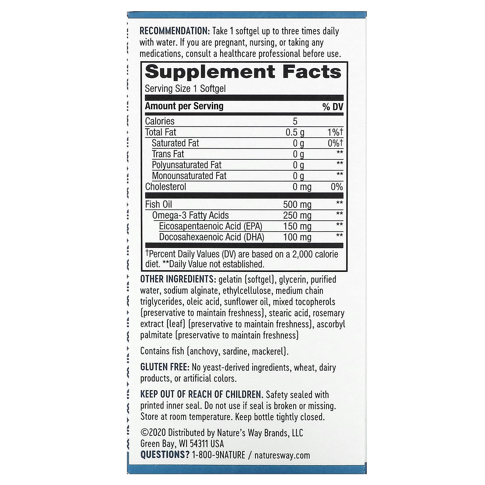Nature's Way, Fisol, рыбий жир, 180 мягких таблеток
