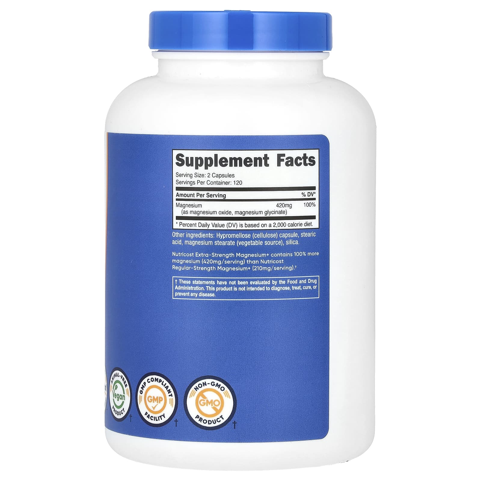 Nutricost, магний+, с повышенной силой действия, 420 мг, 240 капсул (210 мг в 1 капсуле)