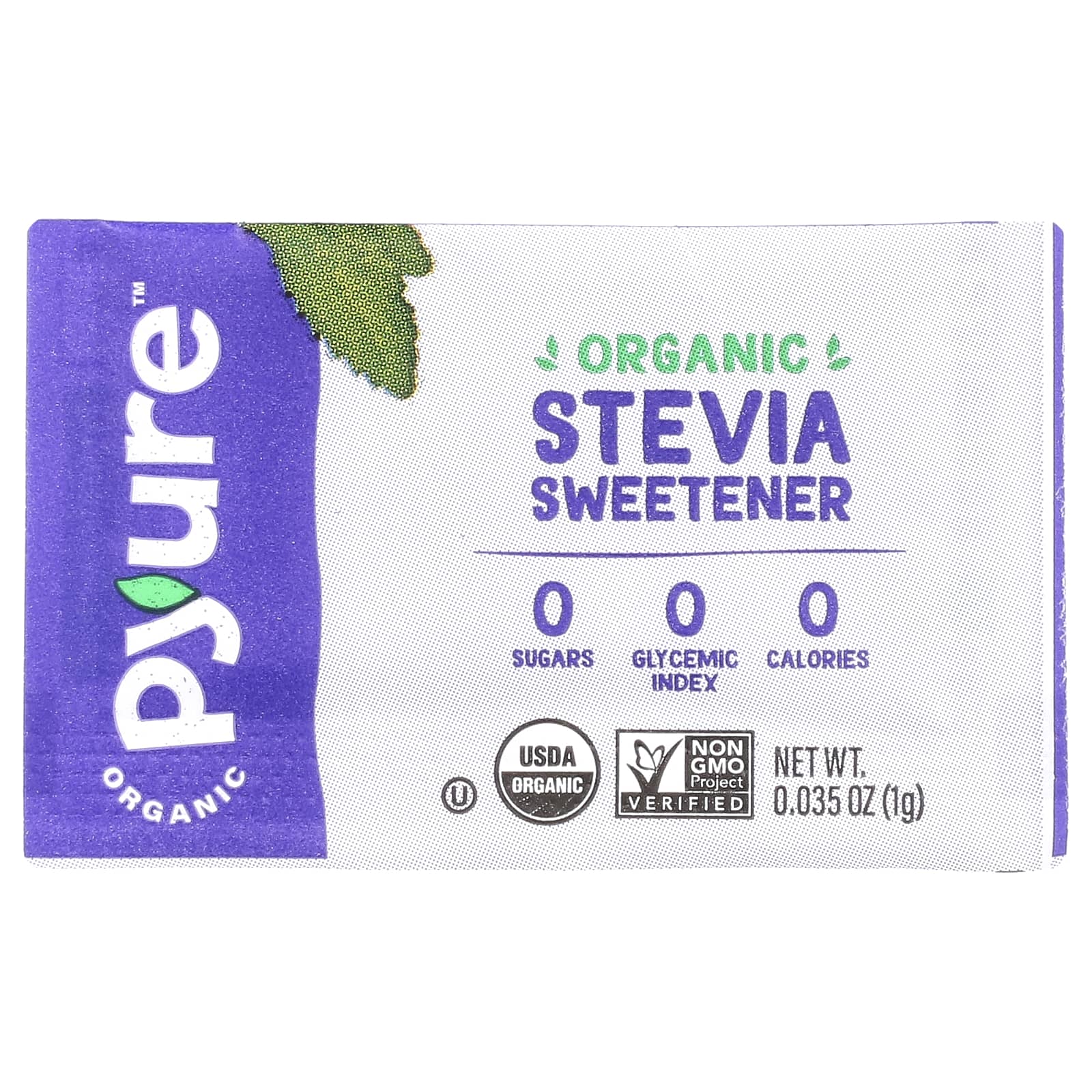 Pyure, органический подсластитель на основе гранул стевии, заменитель сахара, подходит для кетодиеты, 80 пакетиков по 1 г (0,035 унции)