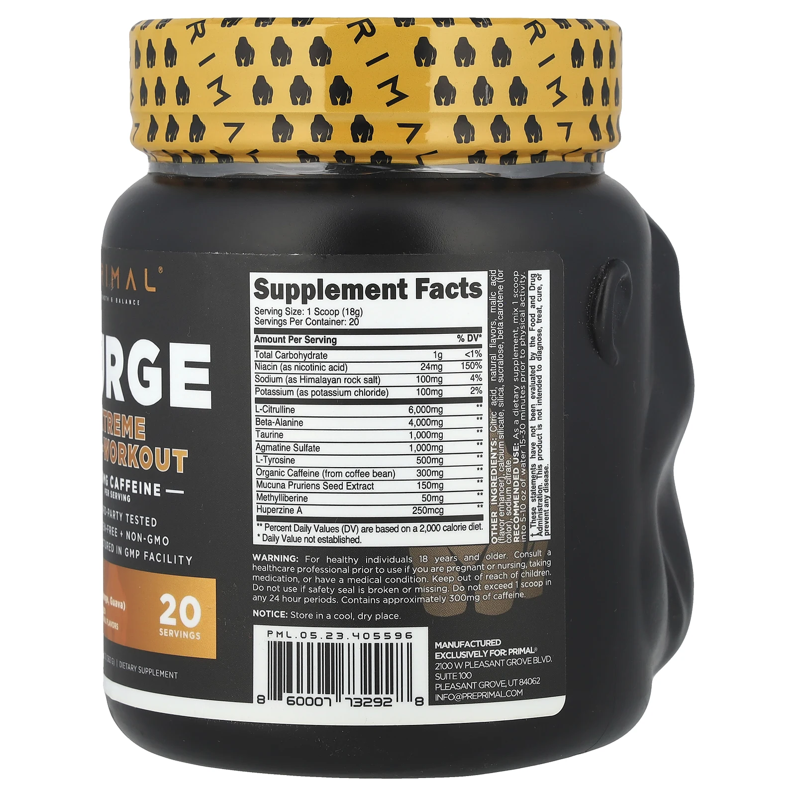 PrePrimal, Purge, Xtreme перед тренировкой, ананас, апельсин, гуава, 362 г (12,93 унции)