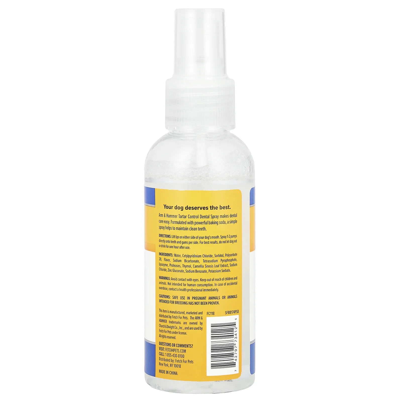 Arm & Hammer, Tartar Control, стоматологический спрей для собак, мята, 118 мл (4 жидк. Унции)