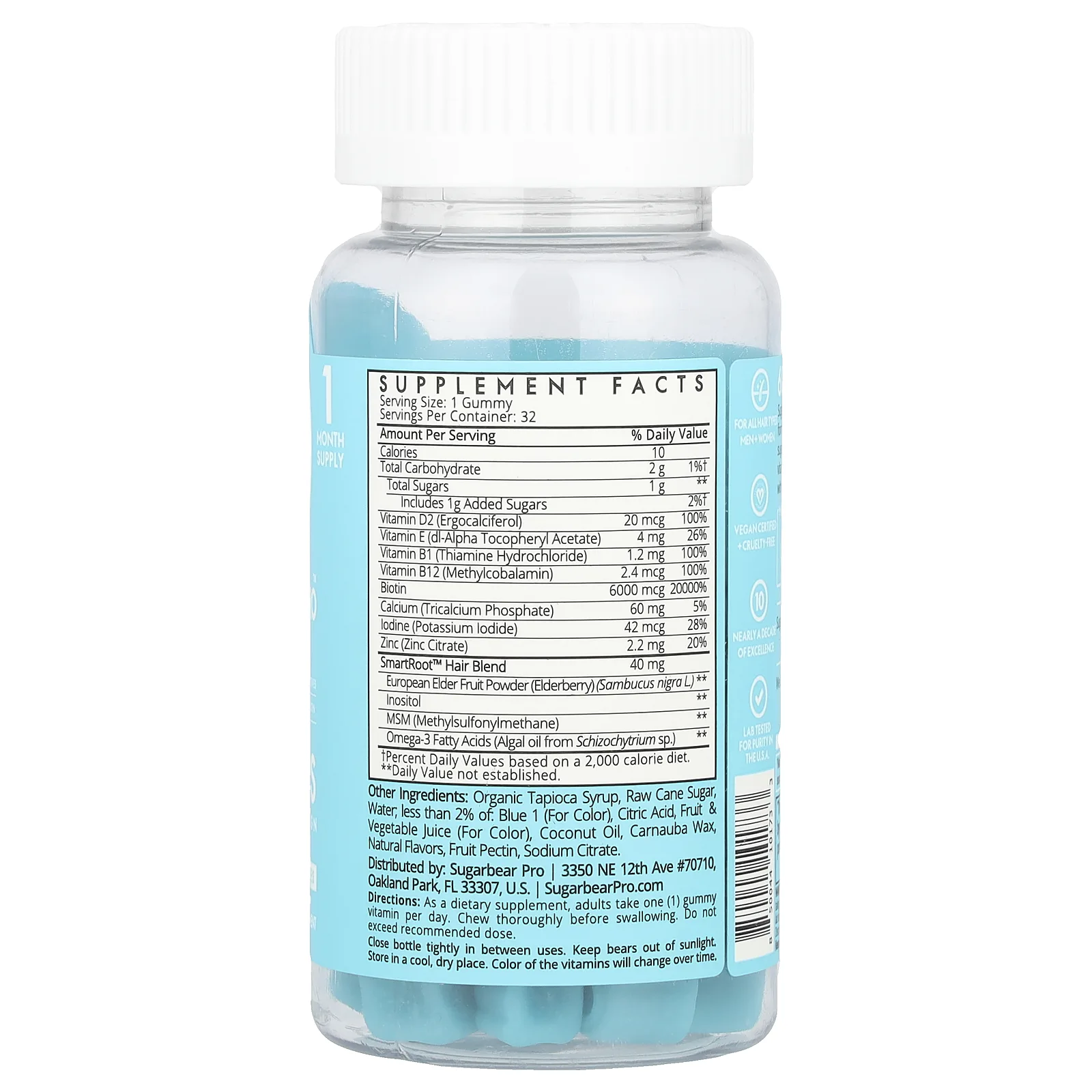 SugarbearPro, Hair Vitamins Gummies, 32 Gummies