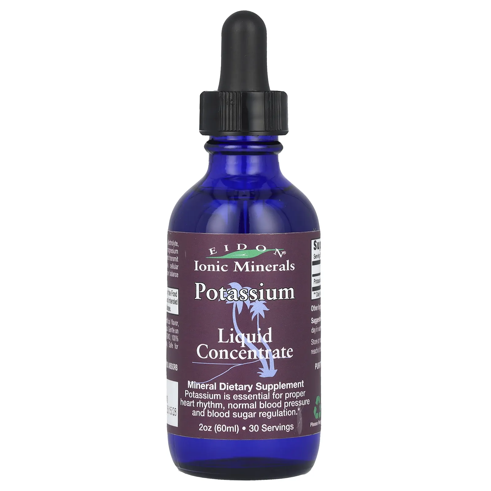Eidon Ionic Minerals, ионизированные минералы, калий, жидкий концентрат, 60 мл (2 унции)