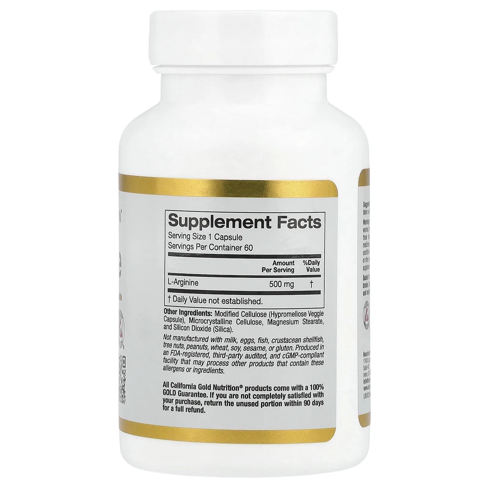 California Gold Nutrition, AjiPure, L-аргинин, 500 мг, 60 растительных капсул