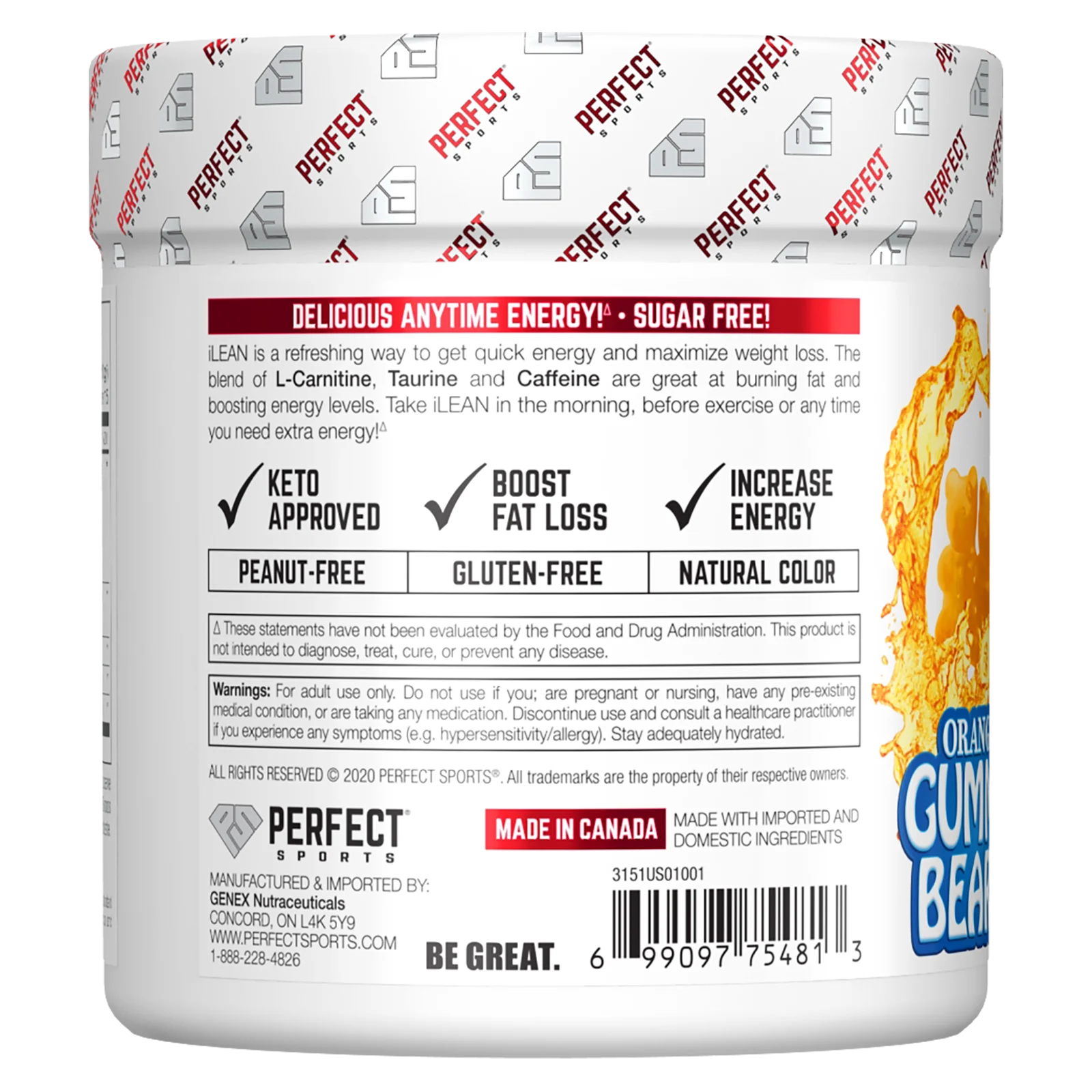 Perfect Sports, iLean, жевательные мишки со вкусом апельсина, 150 г (5,3 унции)