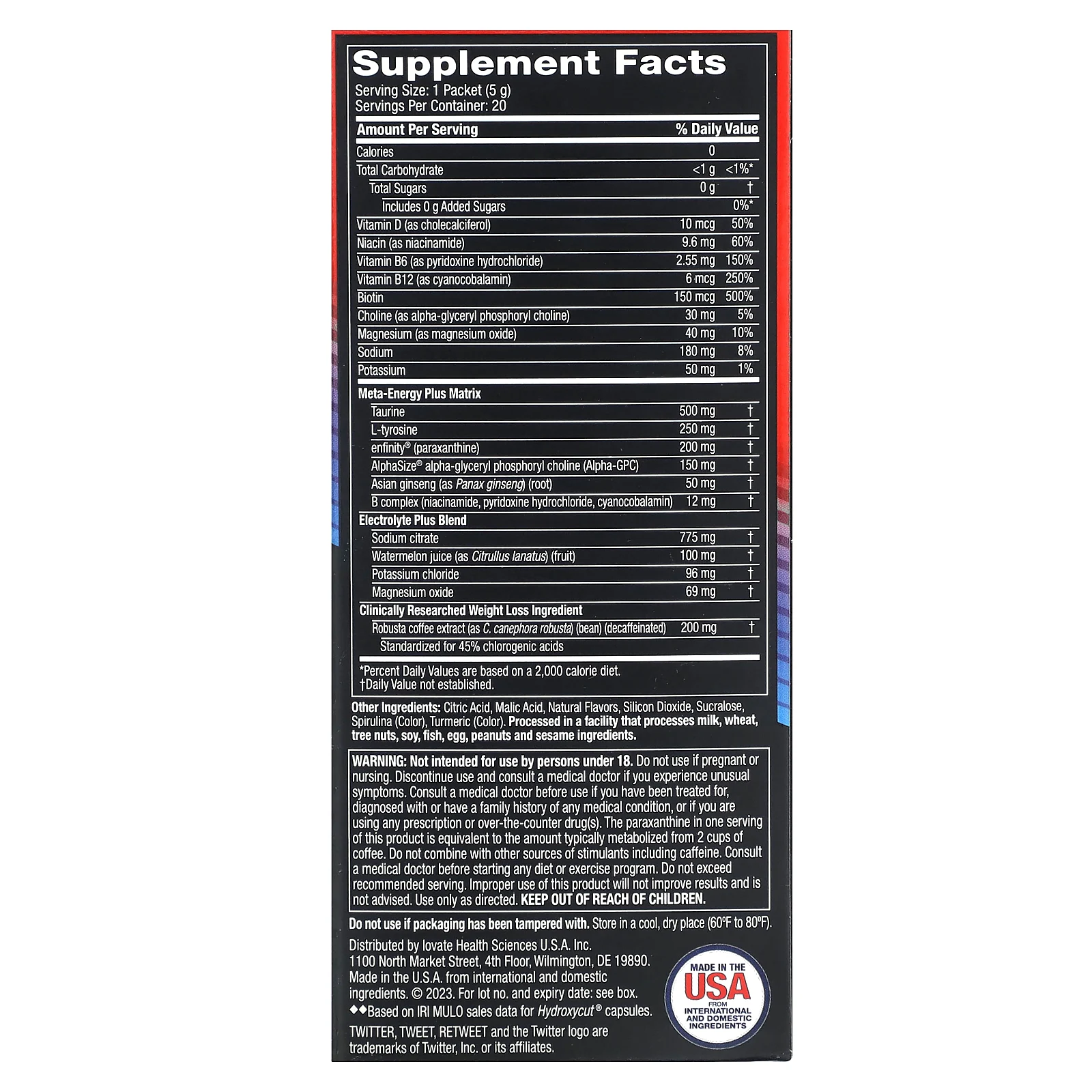 Hydroxycut, Hardcore Ultra Shred, напиток в стиках, мохито с лаймом, 20 стиков по 5 г (0,18 унции)