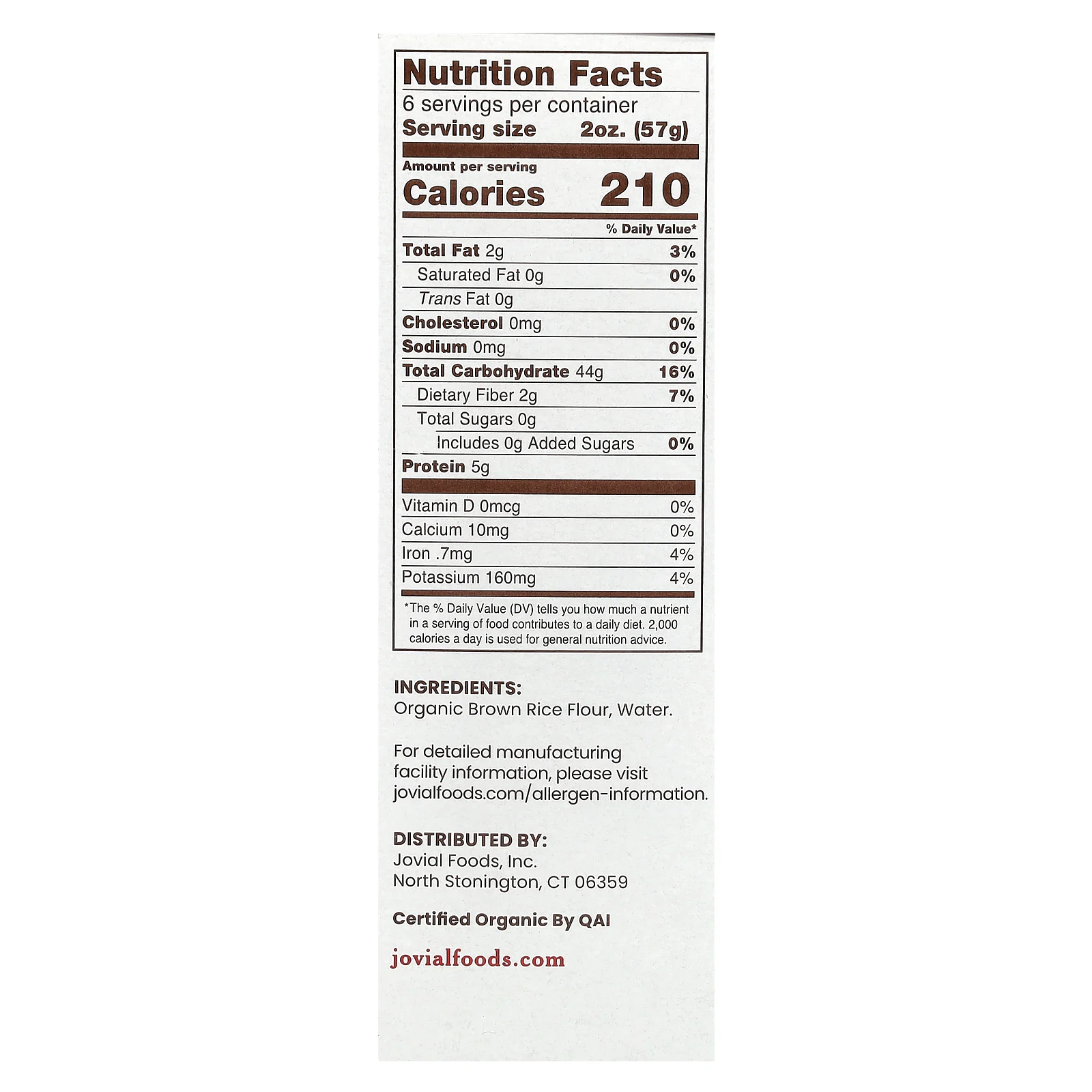 Jovial, Органическая паста из коричневого риса, казеречче, 340 г (12 унций)