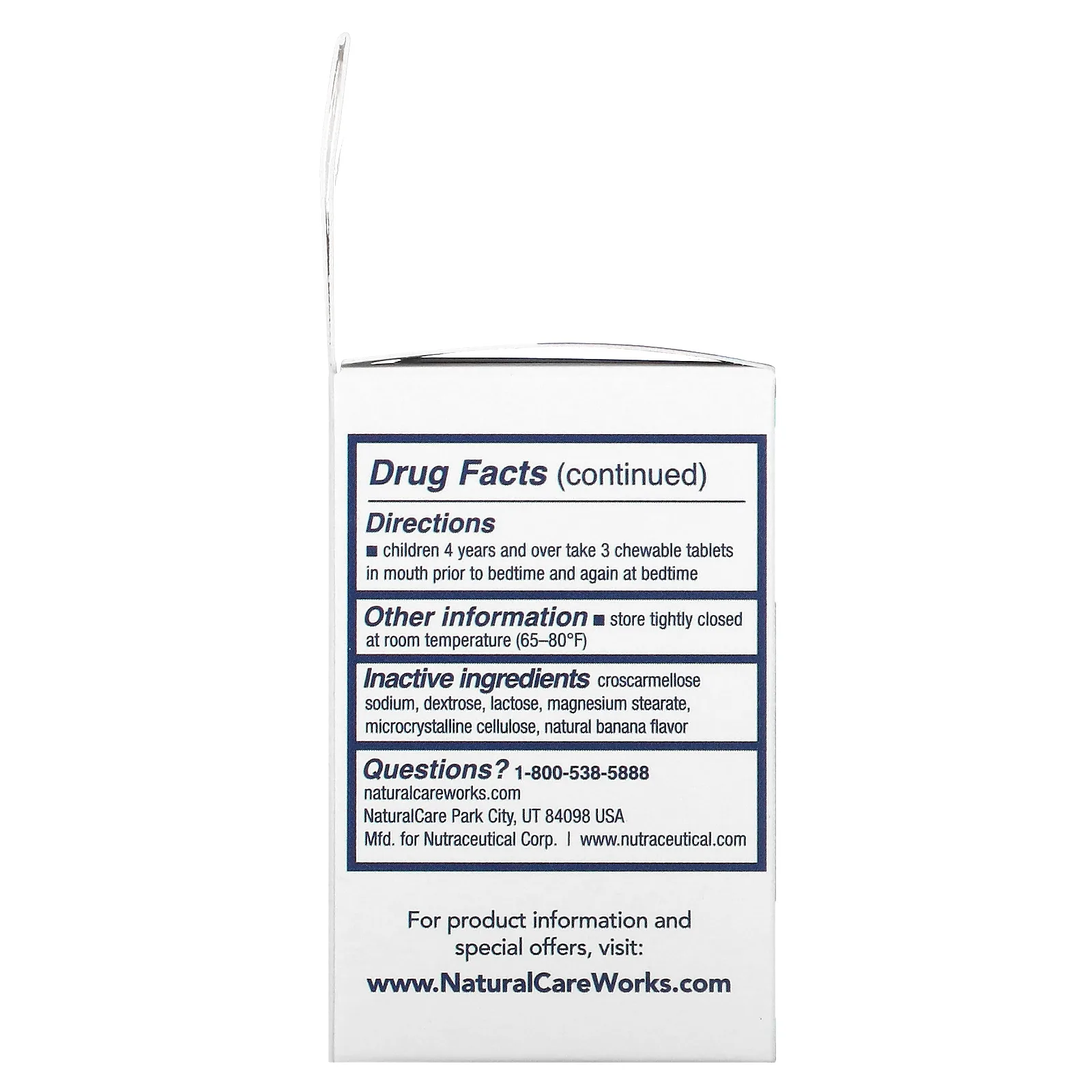 NaturalCare, Children's No More Monsters, снотворное для детей, с натуральным вкусом банана, 125 мини-таблеток