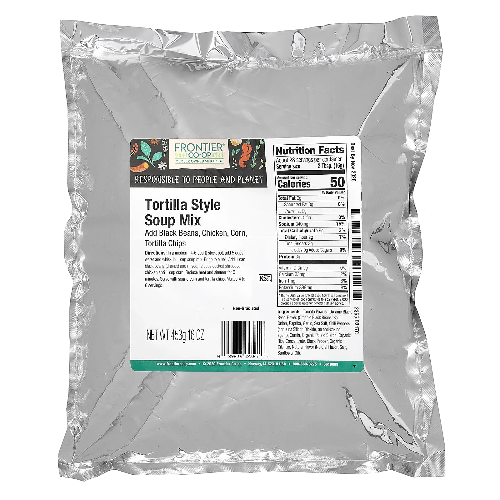 Frontier Co-op, смесь для супа тортилья, 453 г (16 унций)
