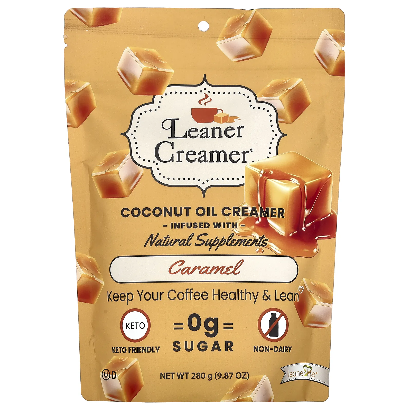 Leaner Creamer, сливки из кокосового масла, карамель, 280 г (9,87 унции)