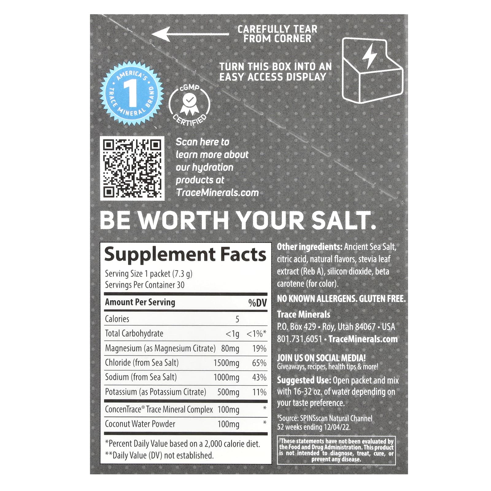 Trace, TM Sport, ZeroLyte, смесь для приготовления напитков с электролитами, соленый манго, 30 пакетиков по 7,3 г (0,26 унции)