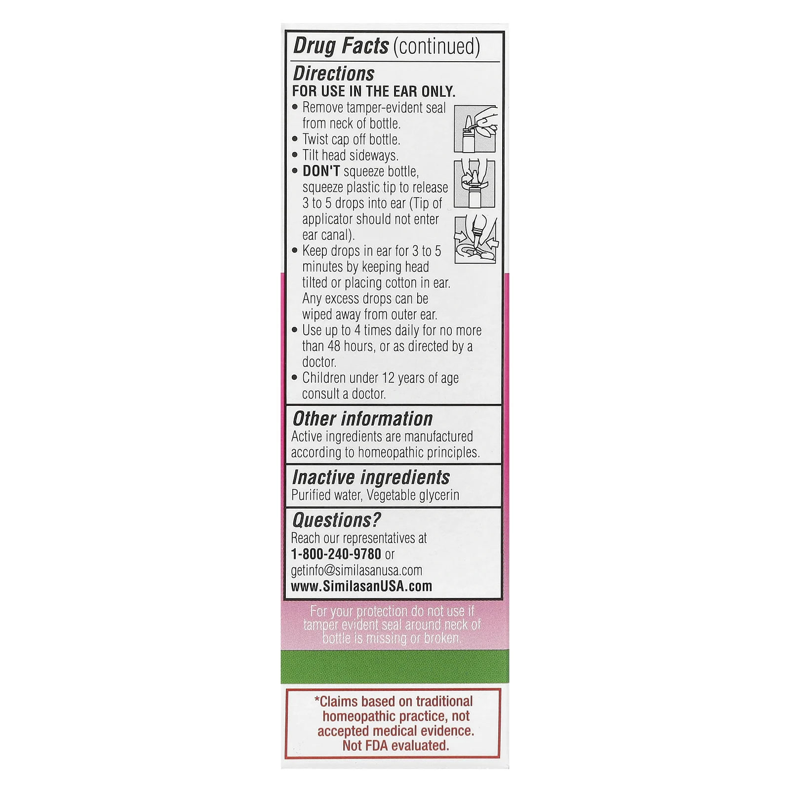Similasan, Средство от звонка в ушах, ушные капли, 10 мл (0,33 жидк. Унции)