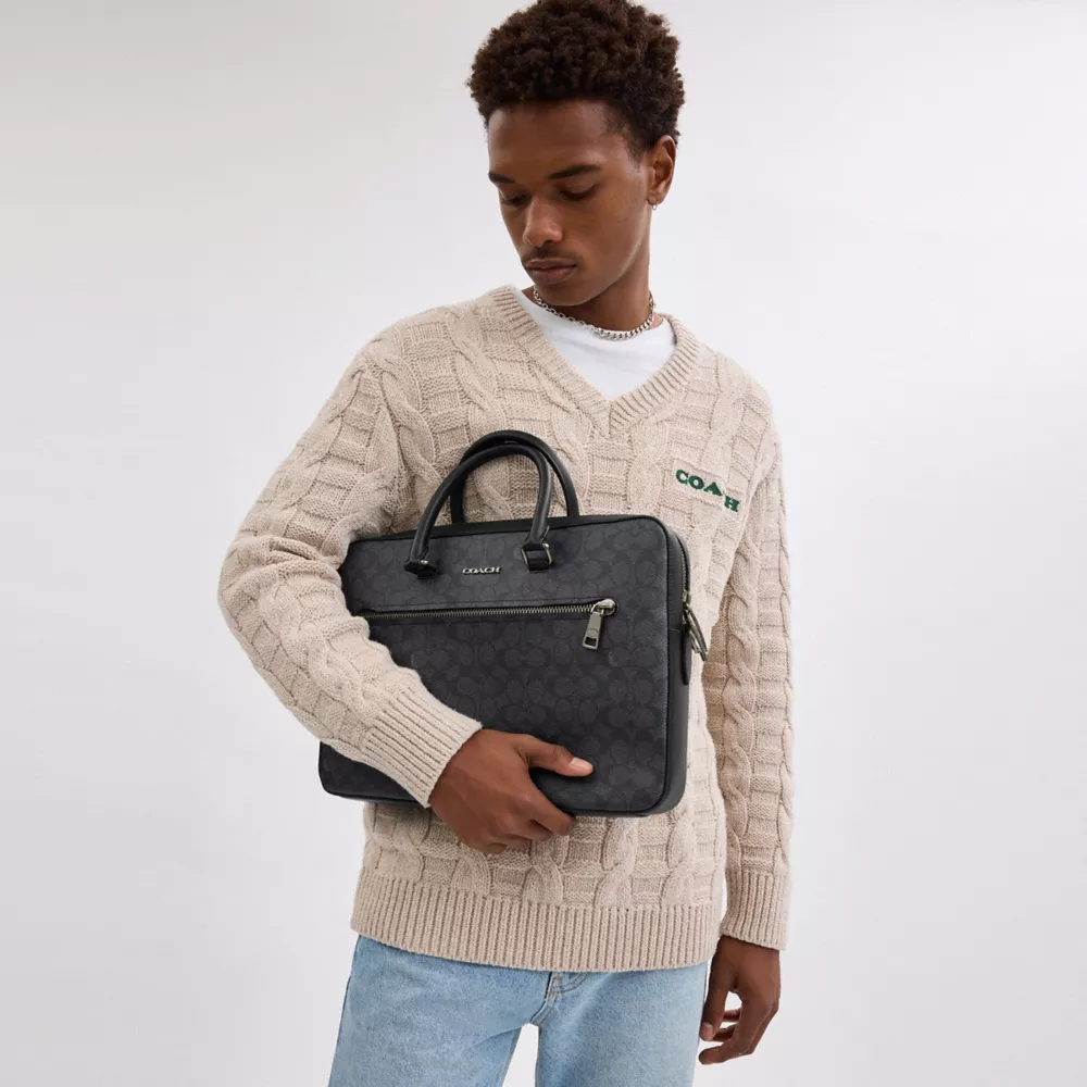 Сумка COACH Ethan Slim Brief In Signature Canvas