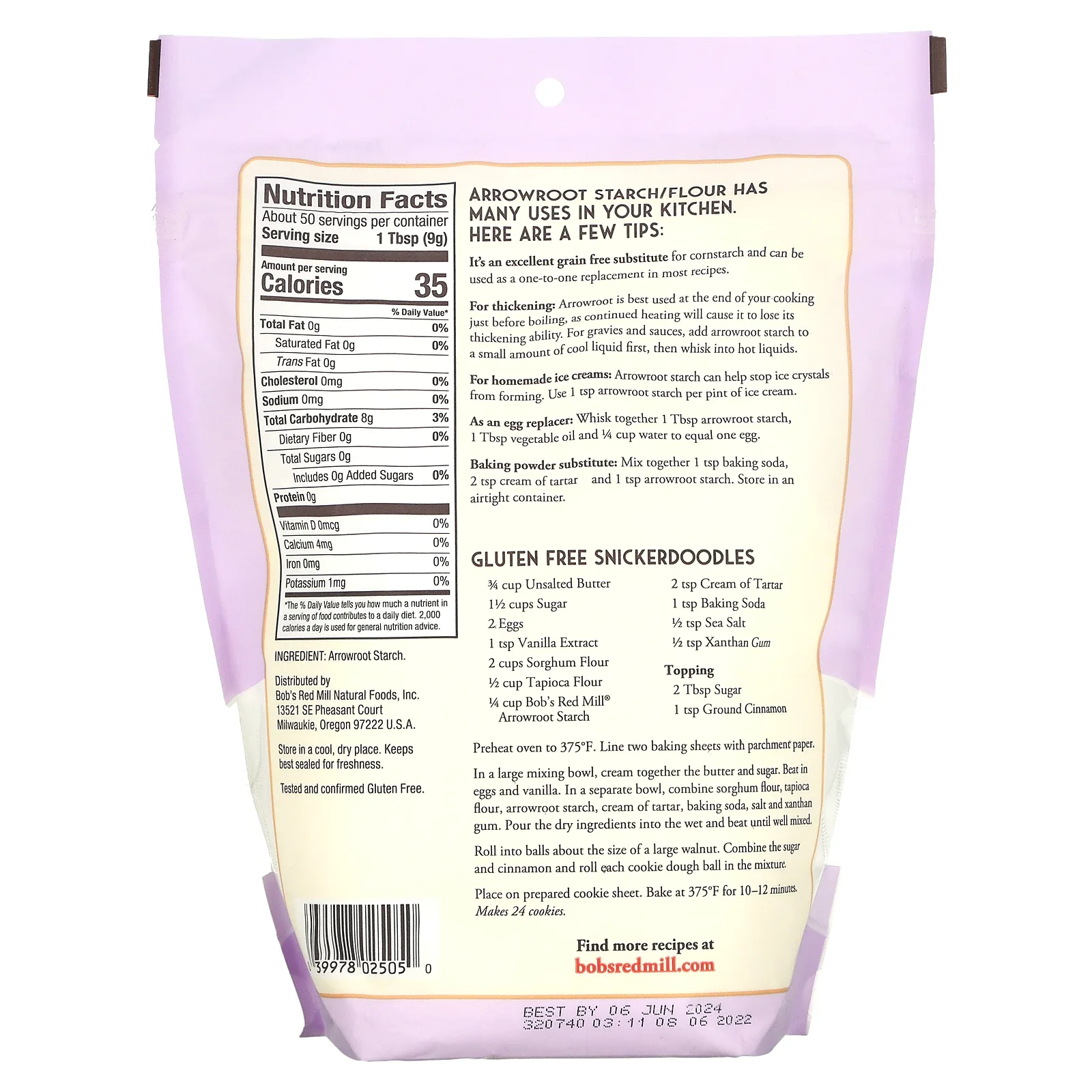 Bob's Red Mill, крахмал/мука из аррорута, без глютена, 454 г (16 унций)