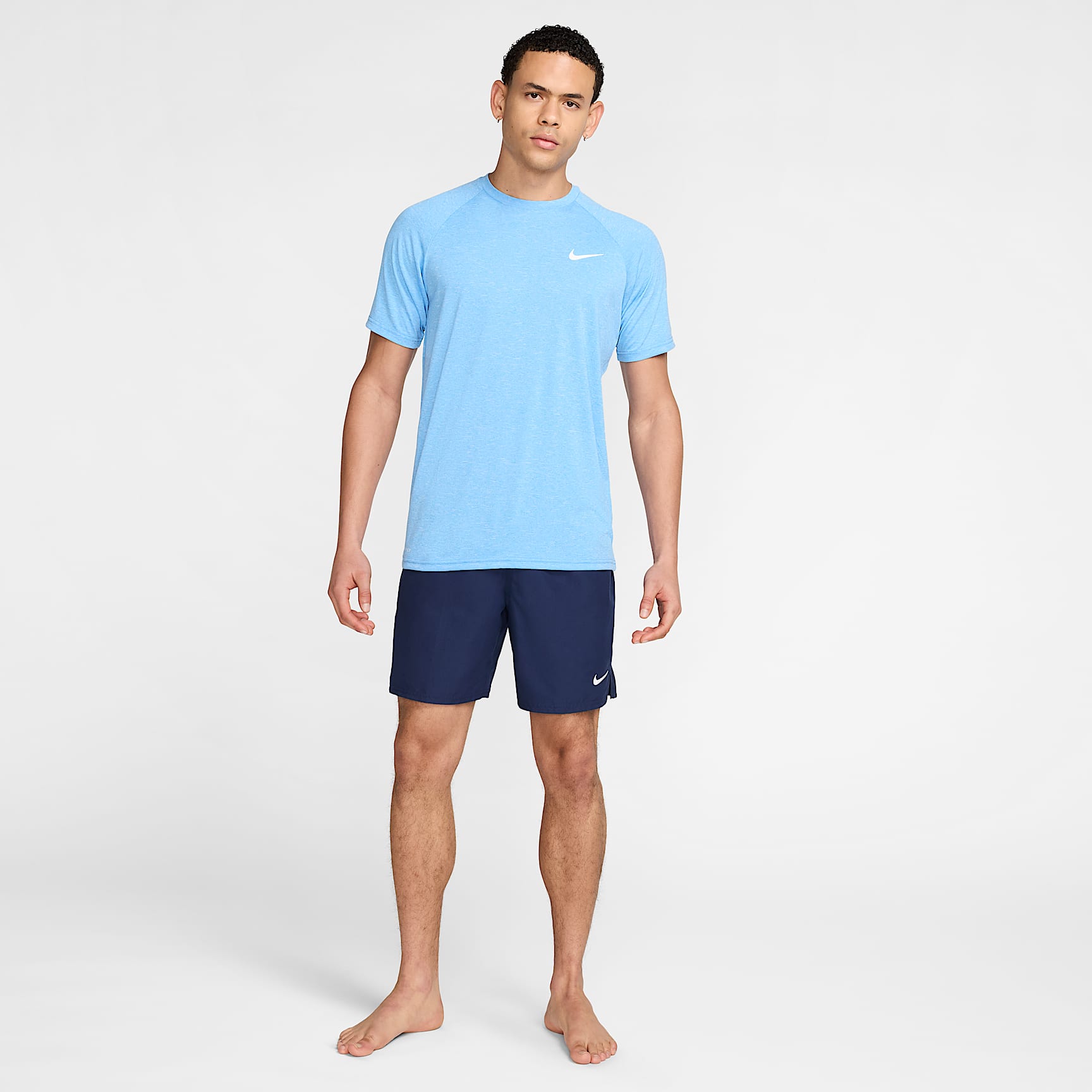Nike Men's Heathered Short-Sleeve Hydroguard Swim Shirt