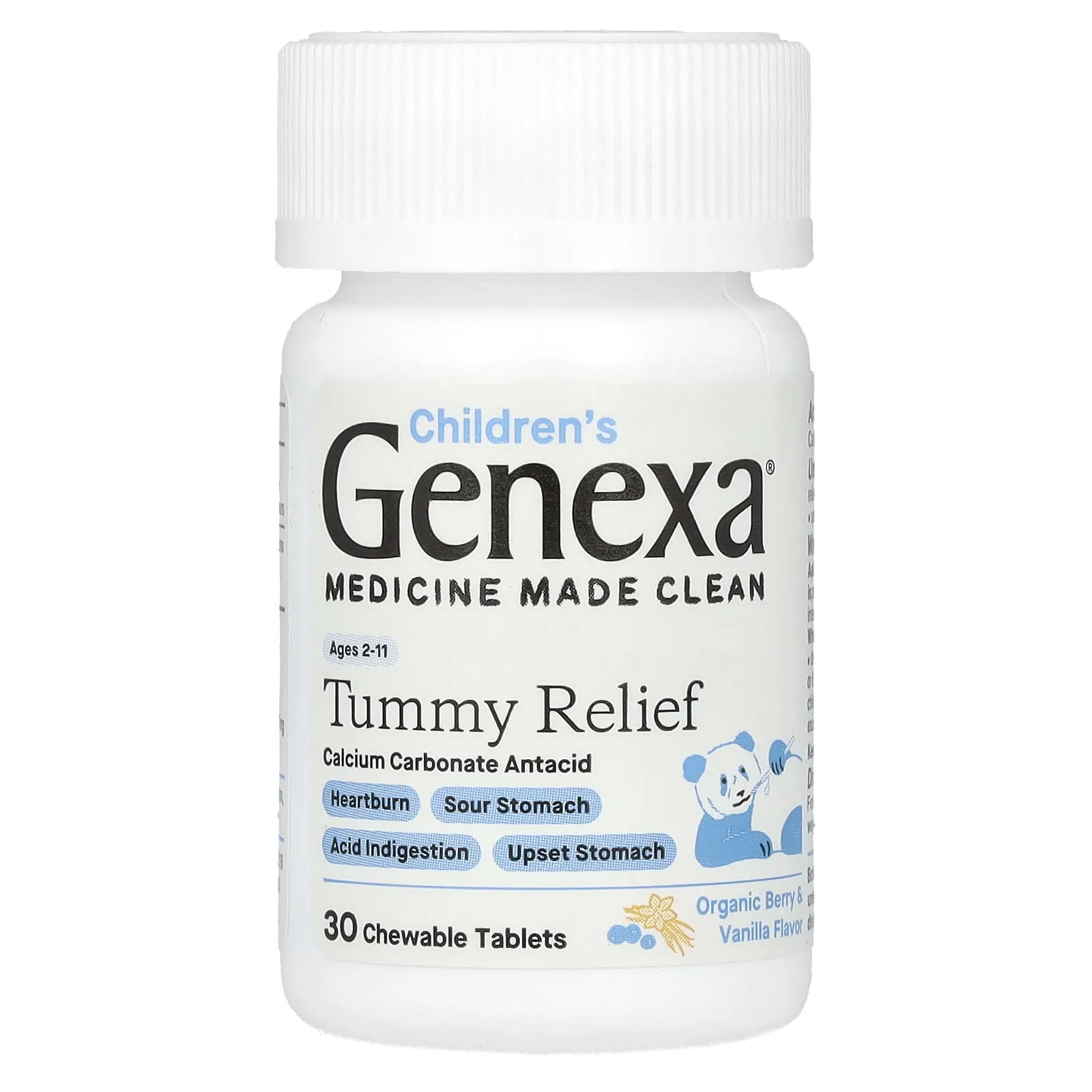 Genexa, Kid's Tummy Relief, для детей от 2 лет, органические ягоды и ваниль, 30 жевательных таблеток