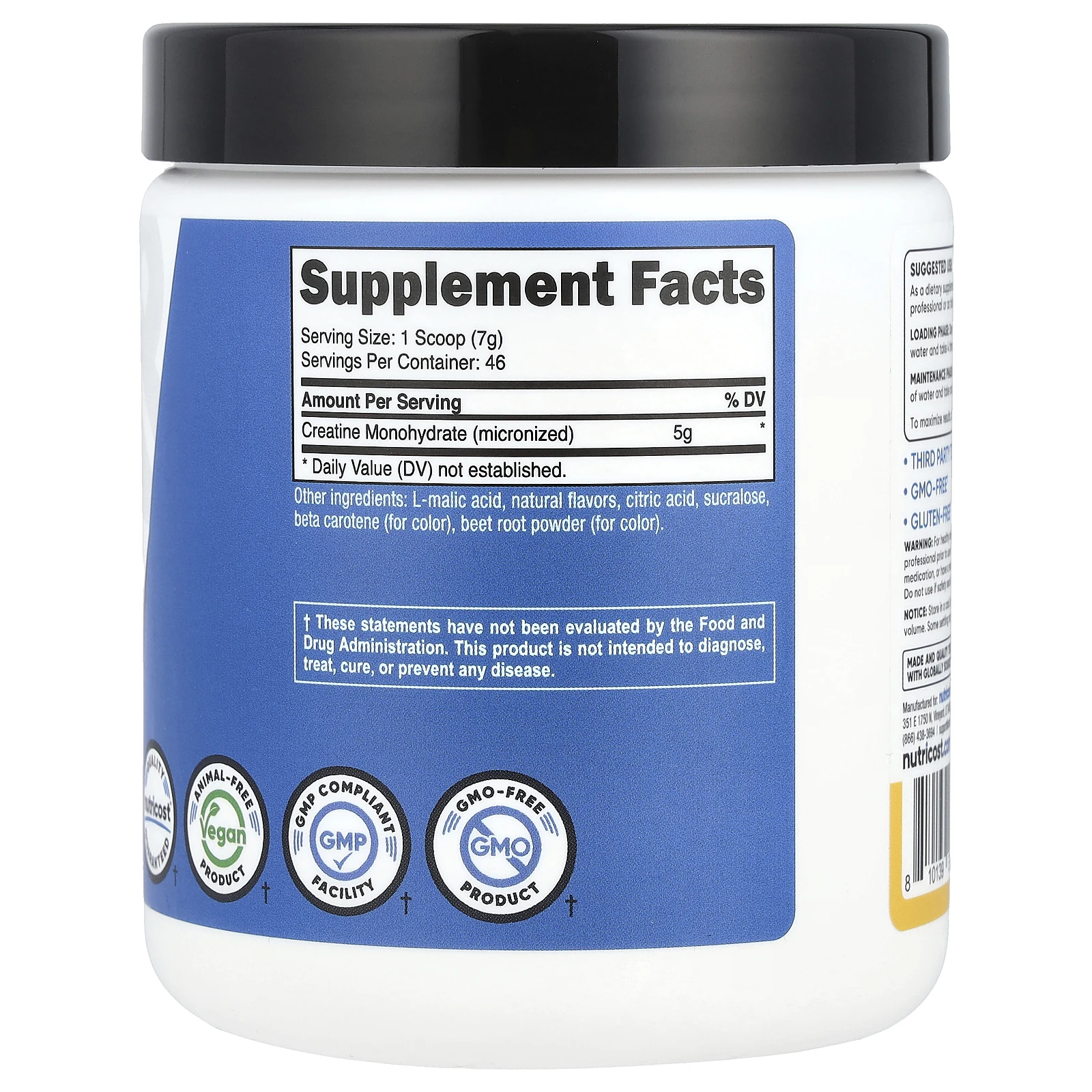 Nutricost, Моногидрат креатина, ананас и манго, 300 г (10,7 унции)