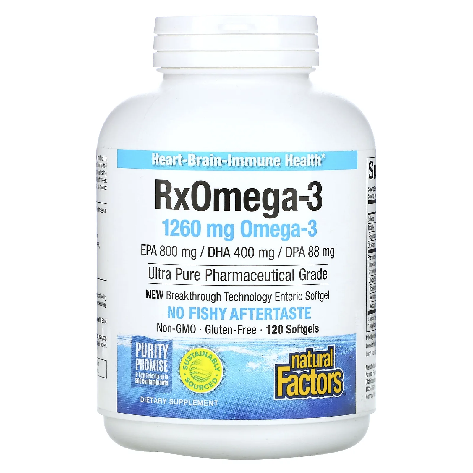 Natural Factors, Rx Omega-3, омега-3, 1260 мг, 120 капсул (630 мг в 1 капсуле)