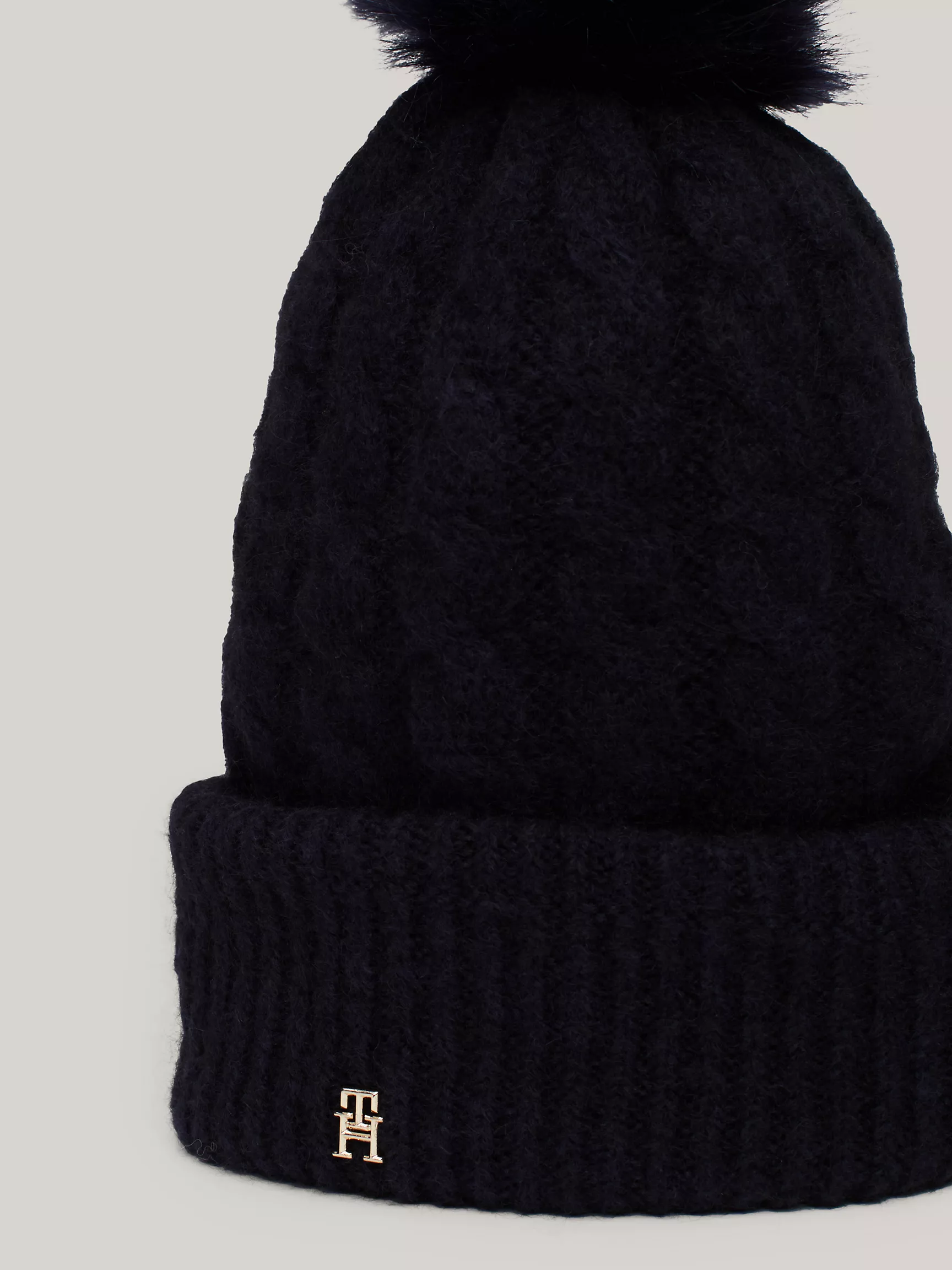 Женская шляпа Tommy Hilfiger, Шапка с узором "косы" из смеси альпаки с помпоном