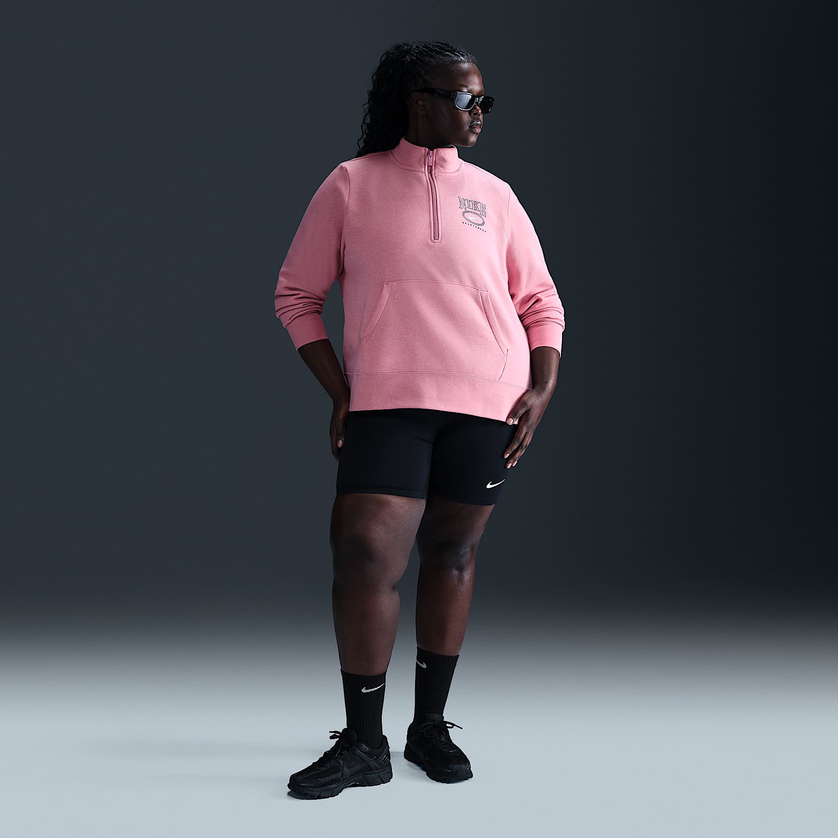 Nike Sportswear Club Fleece Women's Mock-Neck 1/2-Zip Graphic Top (Plus Size)