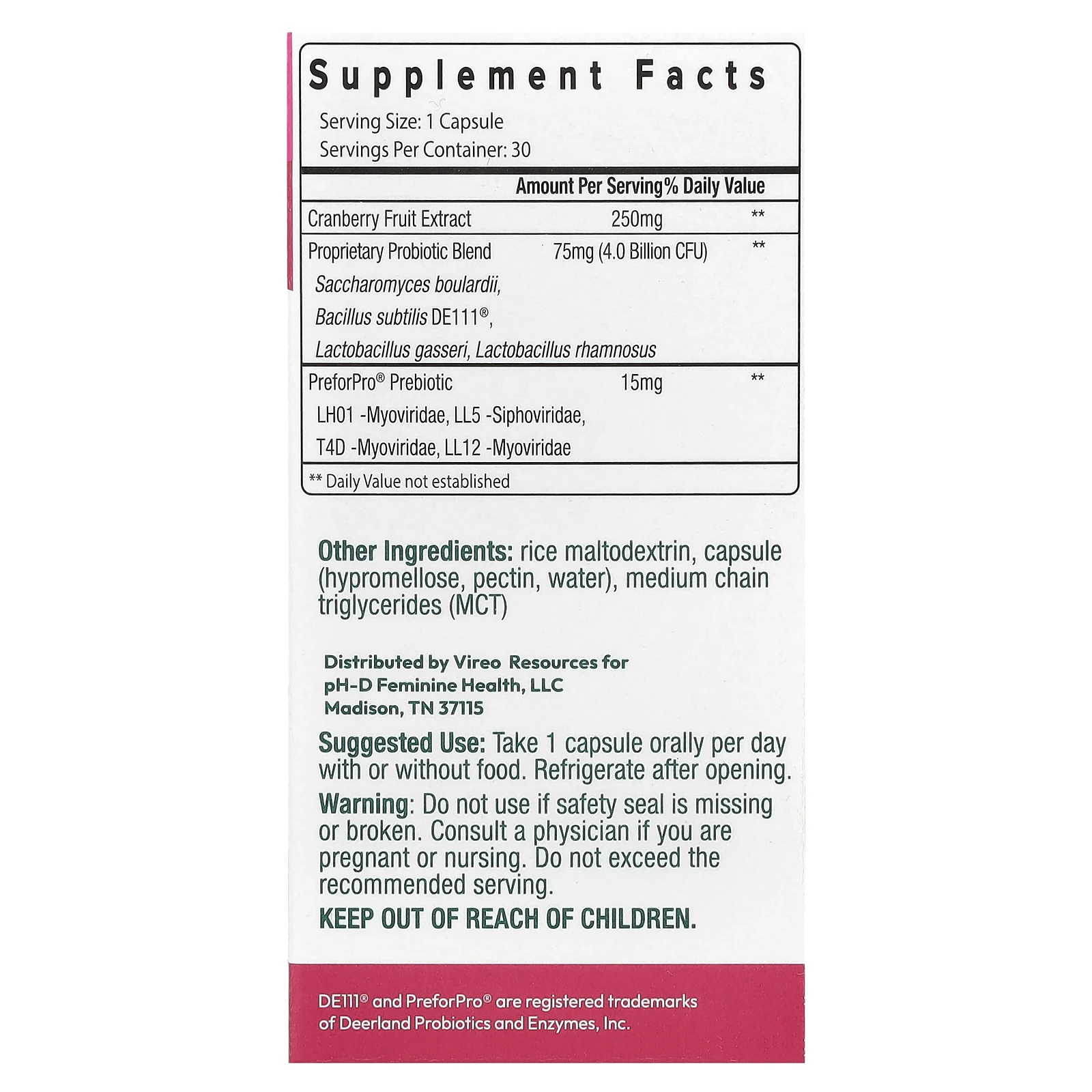 pH-D Feminine Health, пробиотик для женского здоровья, 30 шт.