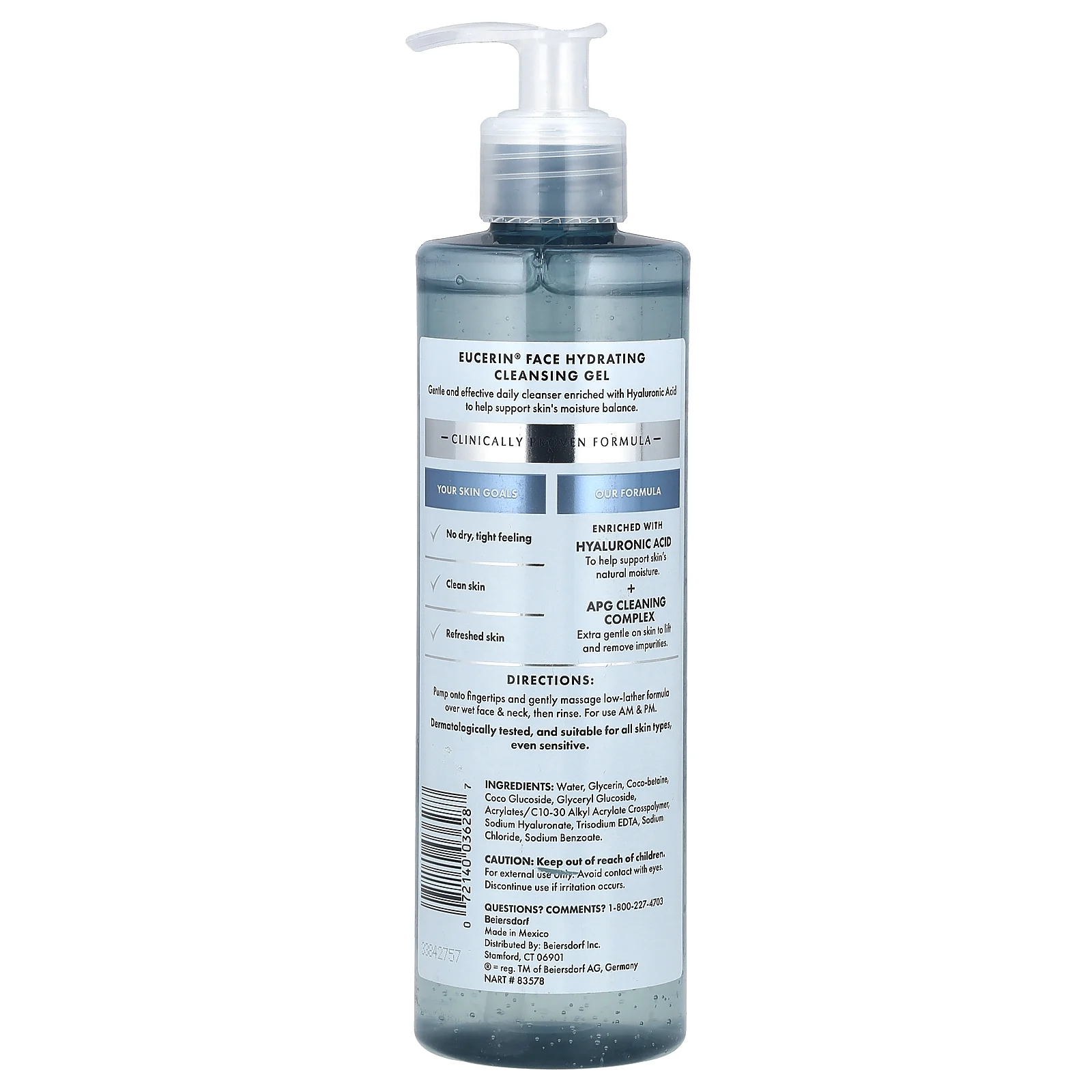 Eucerin, Увлажняющий очищающий гель, для лица, без отдушек, 400 мл (13,5 жидк. Унции)