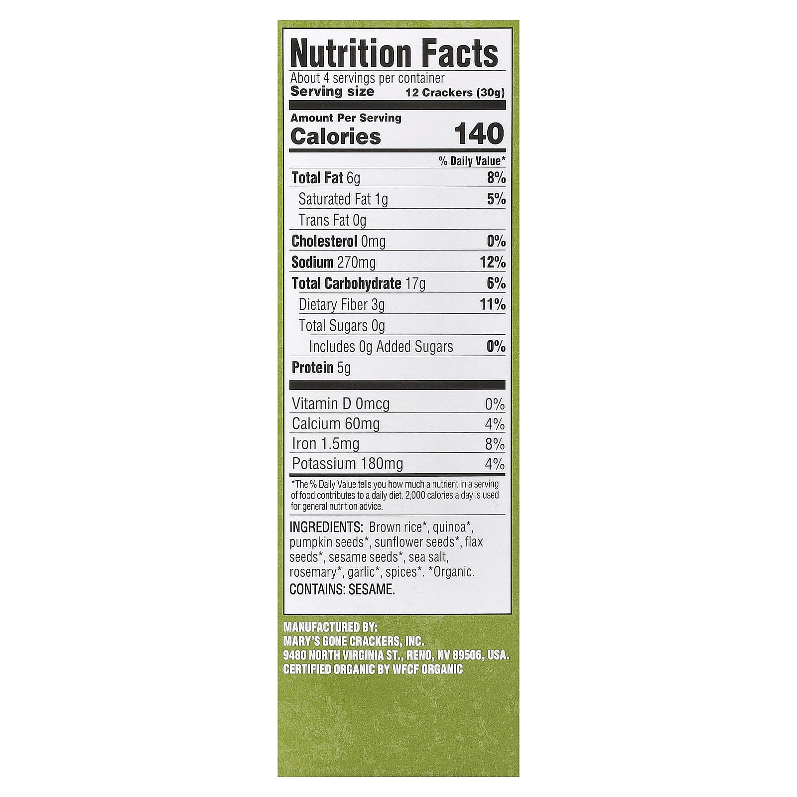 Mary's Gone Crackers, органические крекеры из суперсемена, розмарин, 113 г (4 унции)