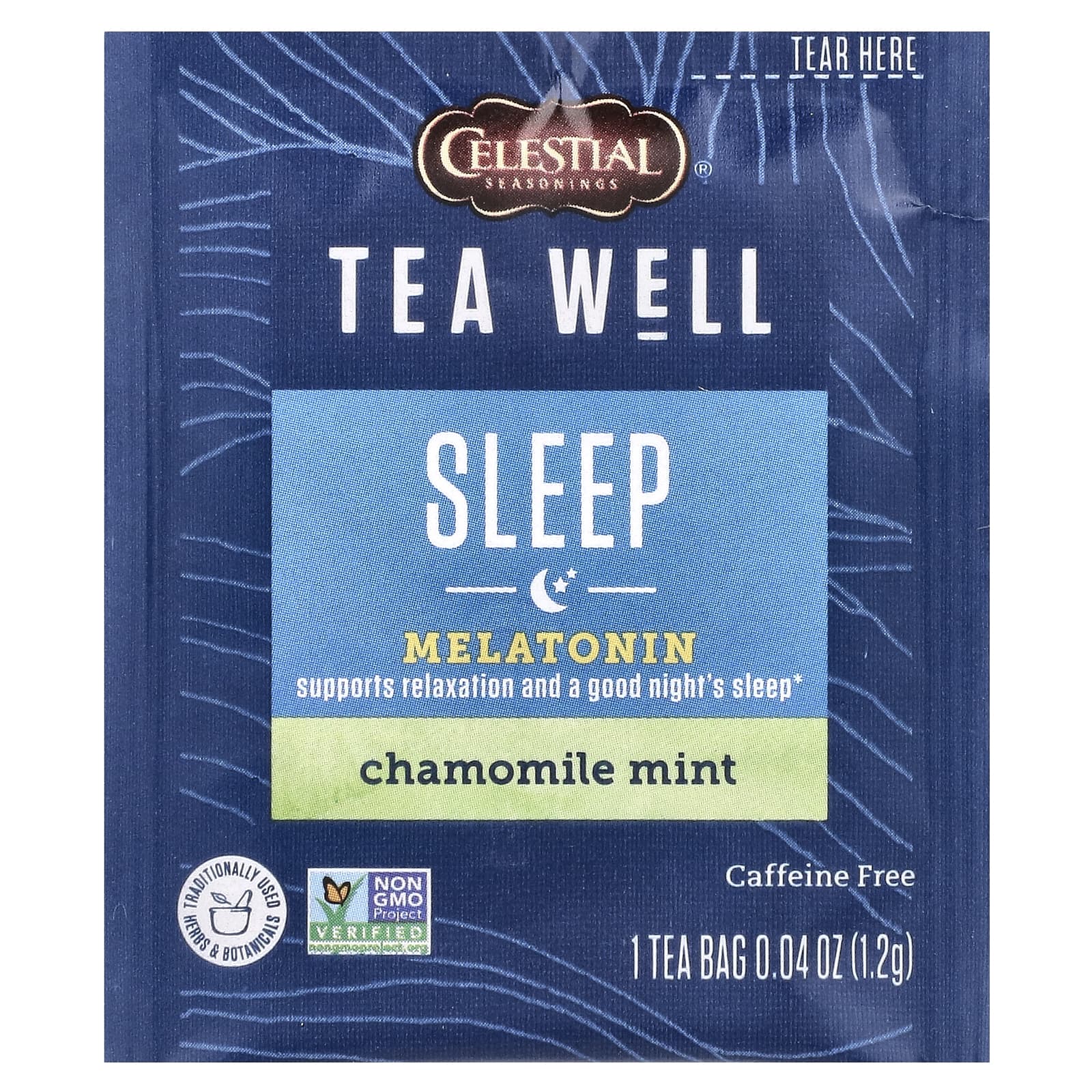 Celestial Seasonings, Sleep, мелатонин, ромашка и мята, без кофеина, 12 чайных пакетиков, 1,2 г (0,04 унции)